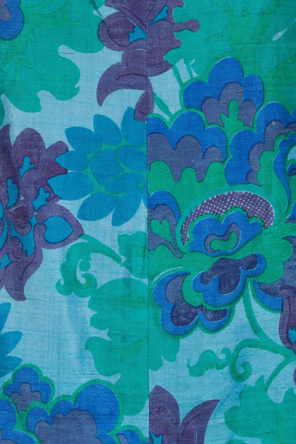 1970s Floral Maxi Dress Blue Green V-Neck Sleeveless Tie Shoulder Extra Large