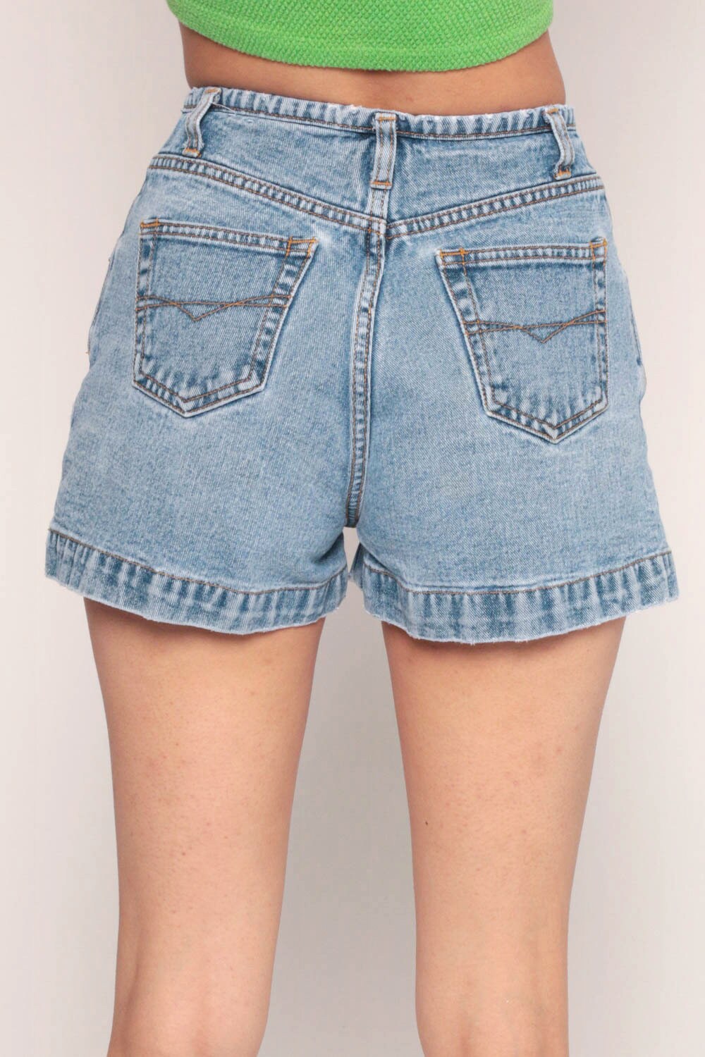 90s Blue Denim High-Waisted Shorts Button Fly Extra Small XS