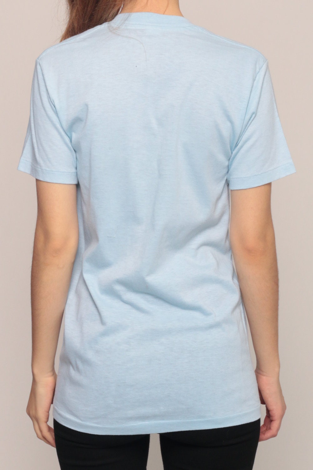 80s Sunshine Computer Graphic T-Shirt Baby Blue Burnout Tee Extra Small
