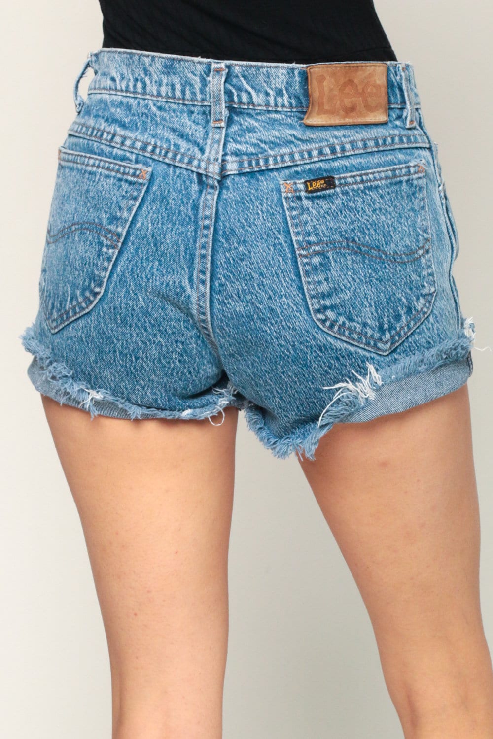 80s Lee Acid Wash Denim Cutoff Shorts High Rise Blue Extra Small XS