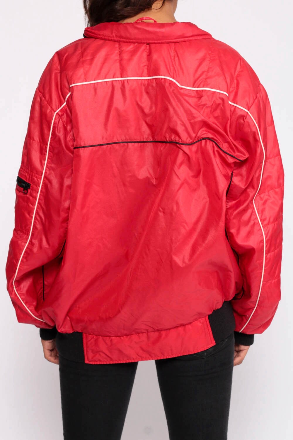 80s Joe Amato Racing Jacket Red Nylon Cafe Racer Moto Windbreaker Extra Large