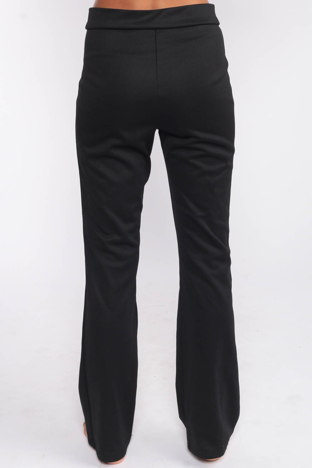 90s Black Bell Bottom Pants V-Waist Flared Trousers Extra Small XS