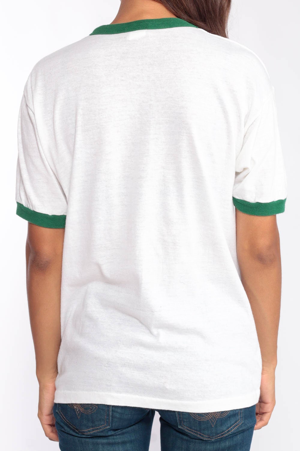 80s Michigan State University Ringer Tee Graphic Print Burnout Large