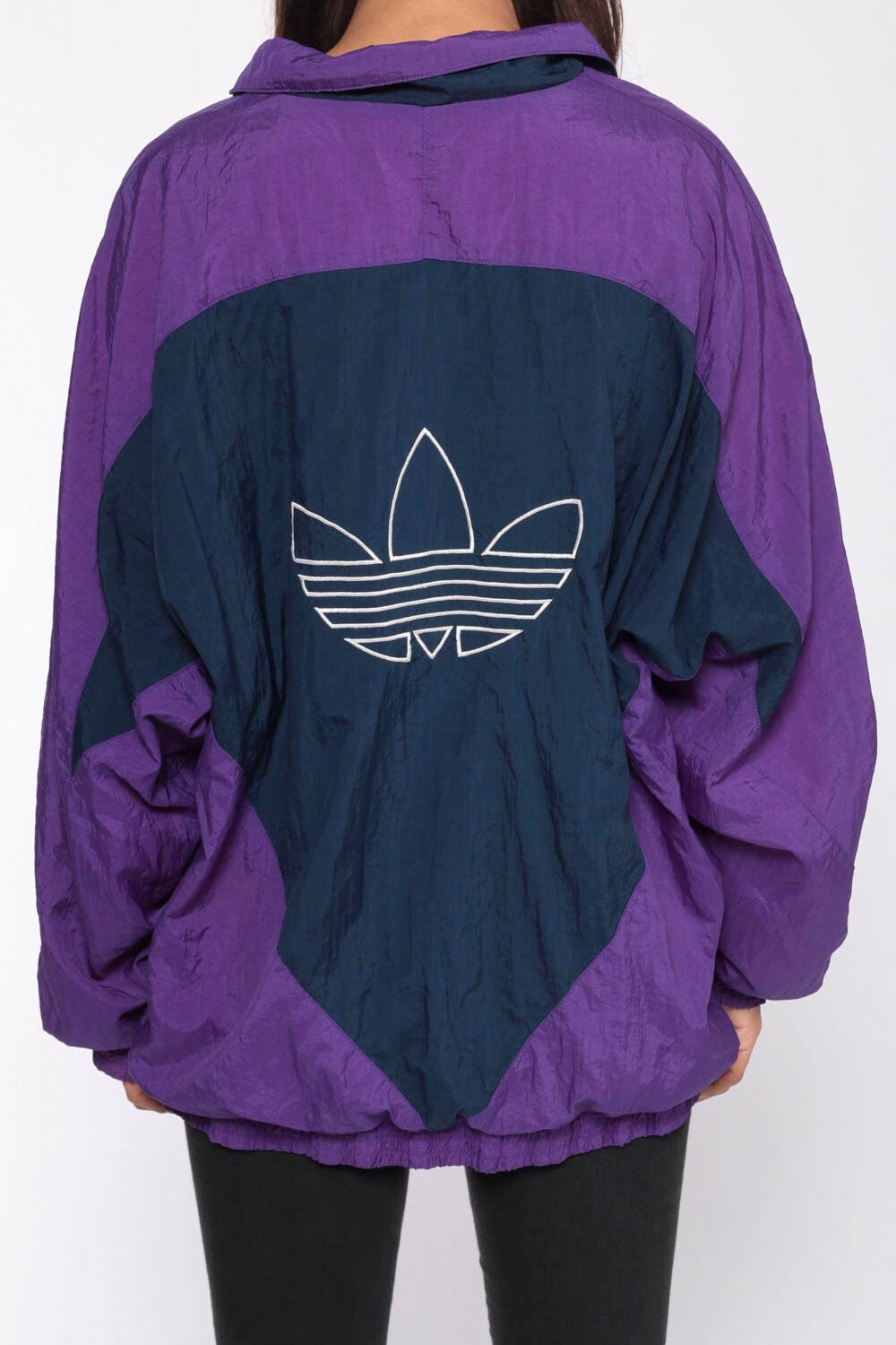 90s Adidas Windbreaker Jacket Blue Purple Colourblock Track Large