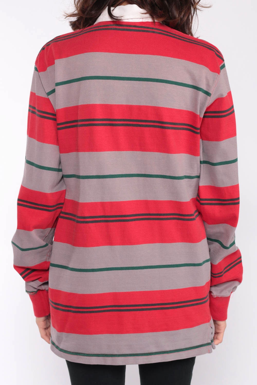 Ralph Lauren Polo Sport 90s Striped Long Sleeve Shirt Grey Large