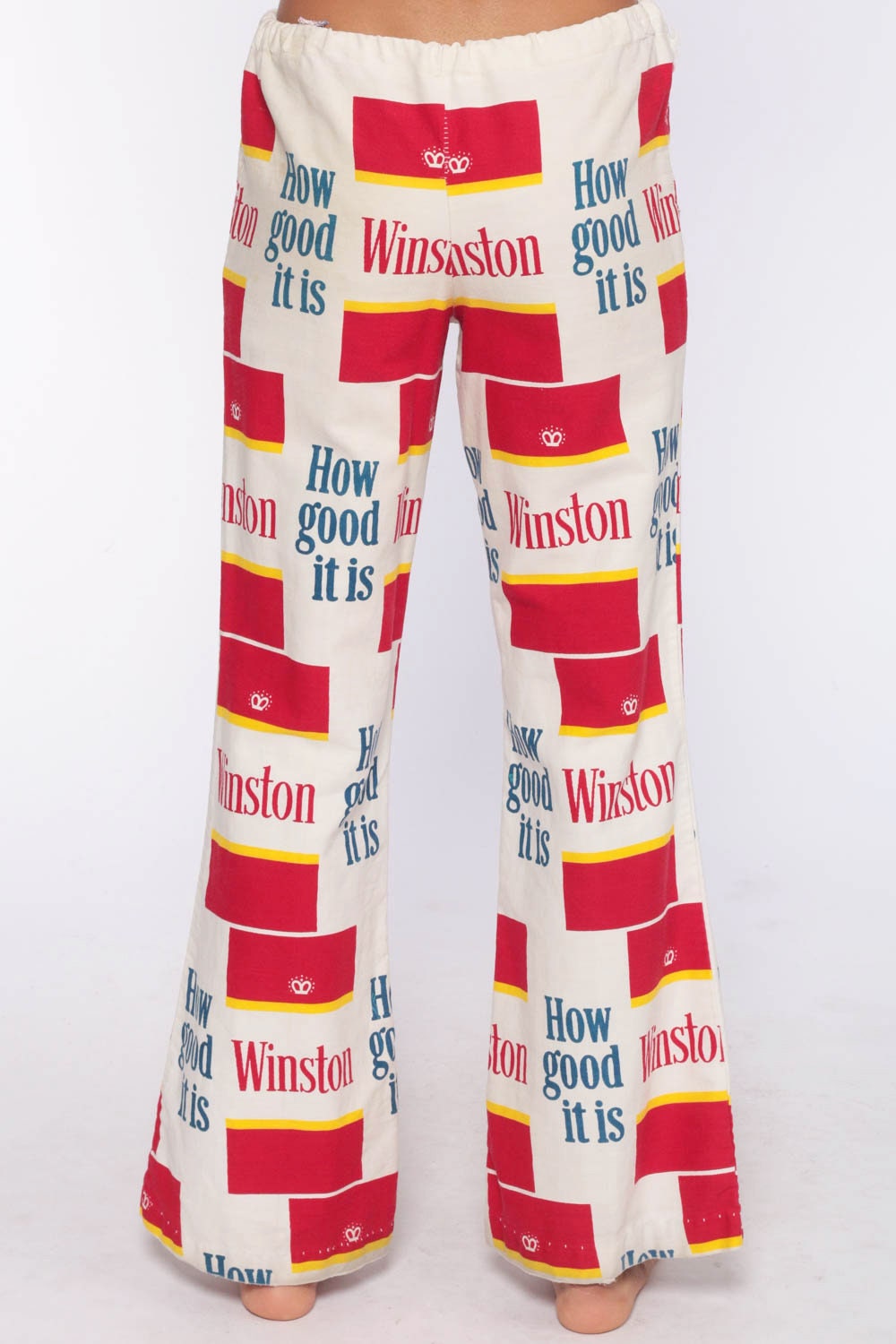 70s Winston Cigarettes Bell Bottom Pants High Waisted Drawstring Small S