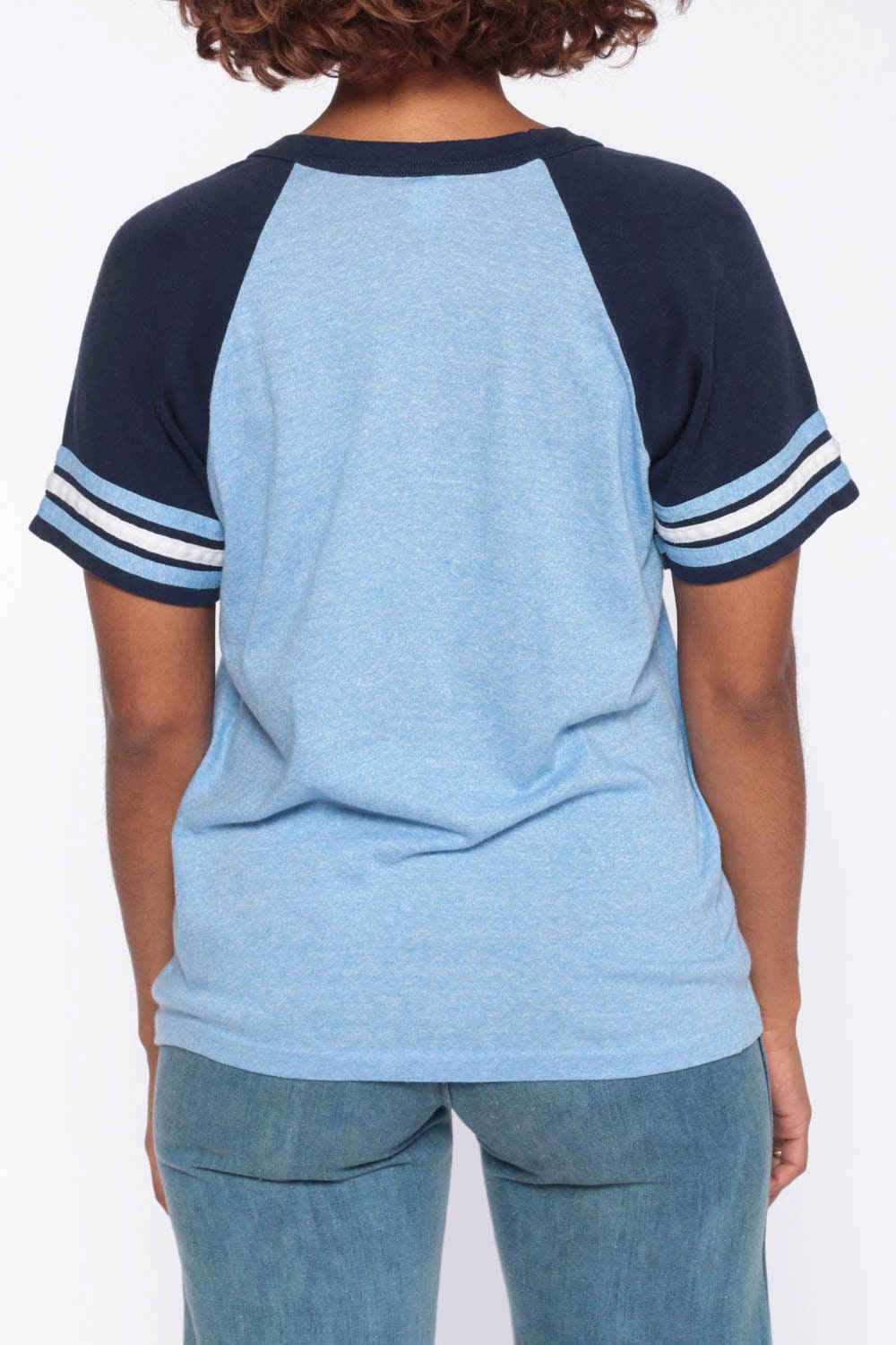 70s-80s South Dakota Ringer T-Shirt Blue Striped Raglan Small