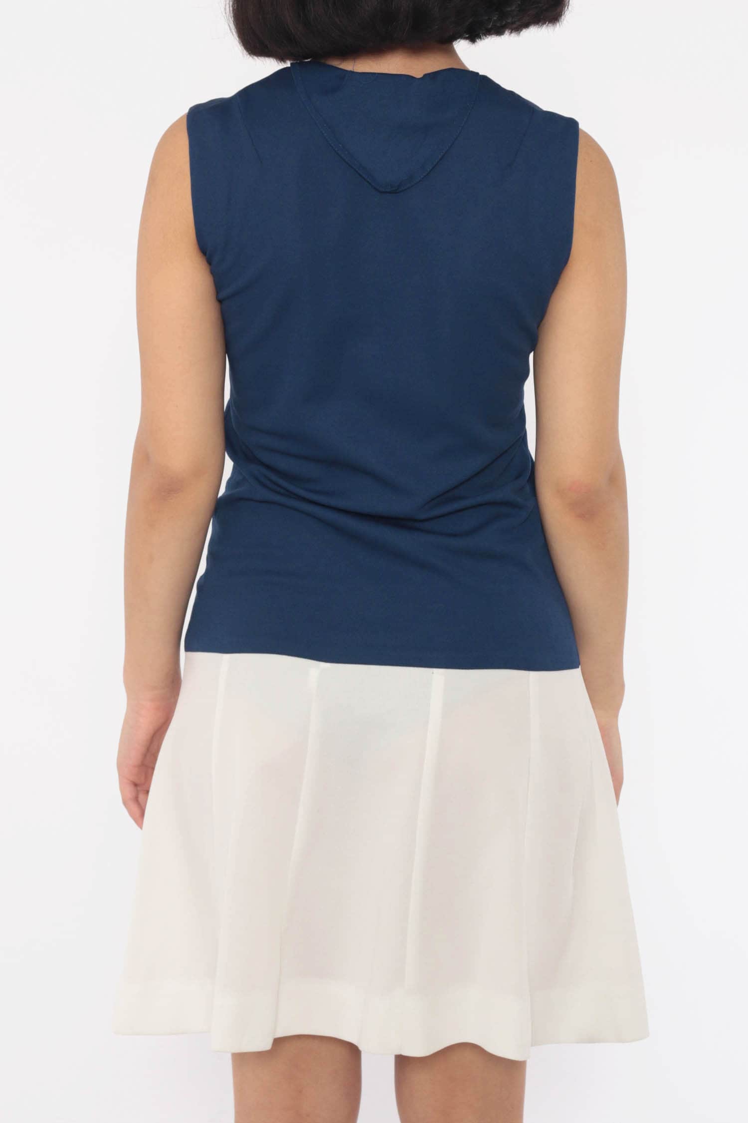 60s Mod Mini Dress Drop Waist Button Front Dark Blue Small