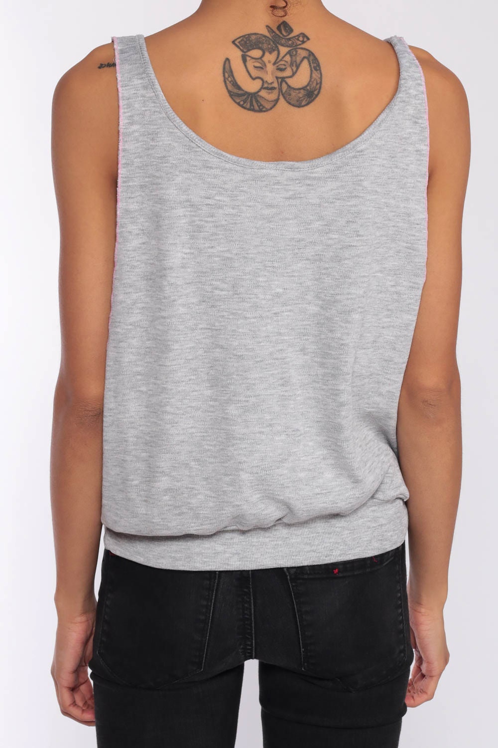 80s Made in USA Grey Tank Top Sleeveless Sweatshirt Athletic Extra Small