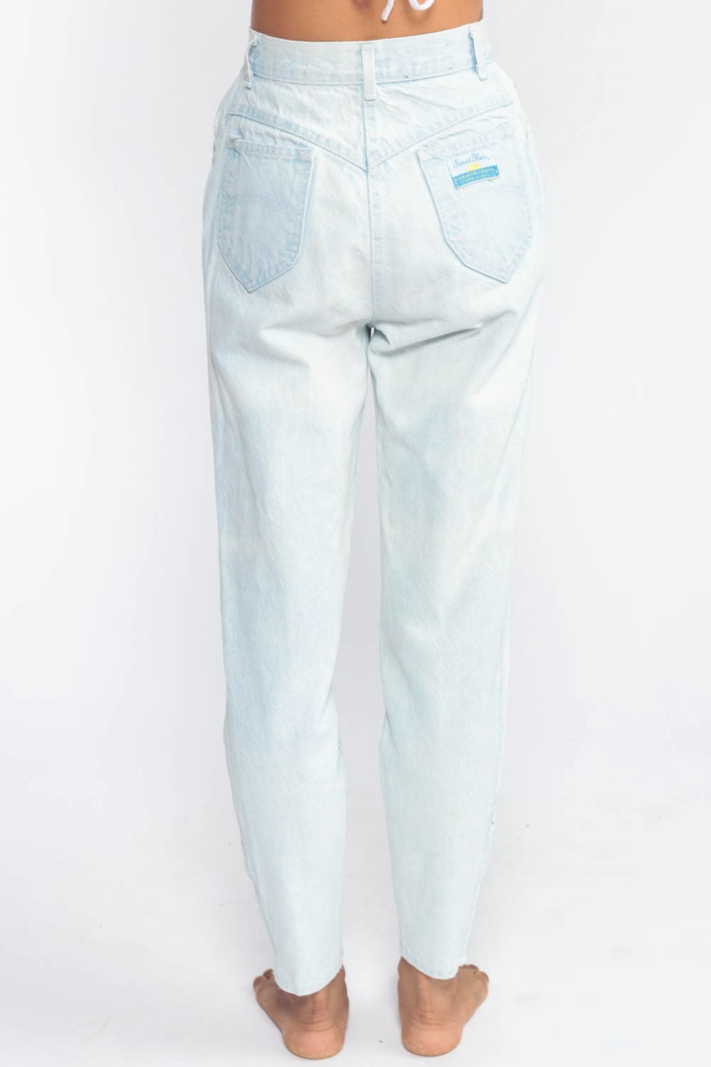 90s Sunset Blue Mom Jeans Light Wash High Waist Ankle Zip Tapered XXS