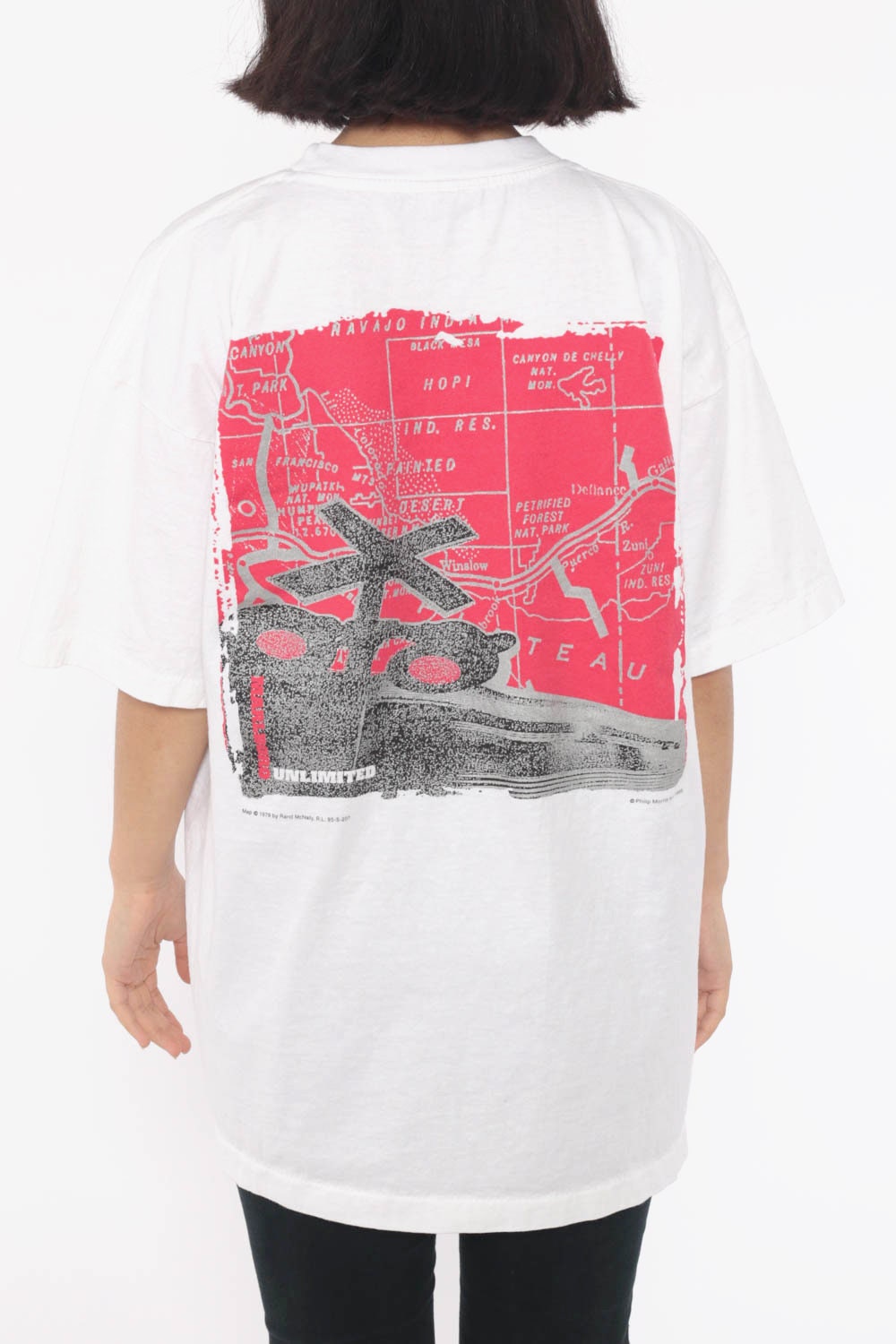 90s Marlboro Unlimited Train Map Graphic T-Shirt Unisex Cotton Medium