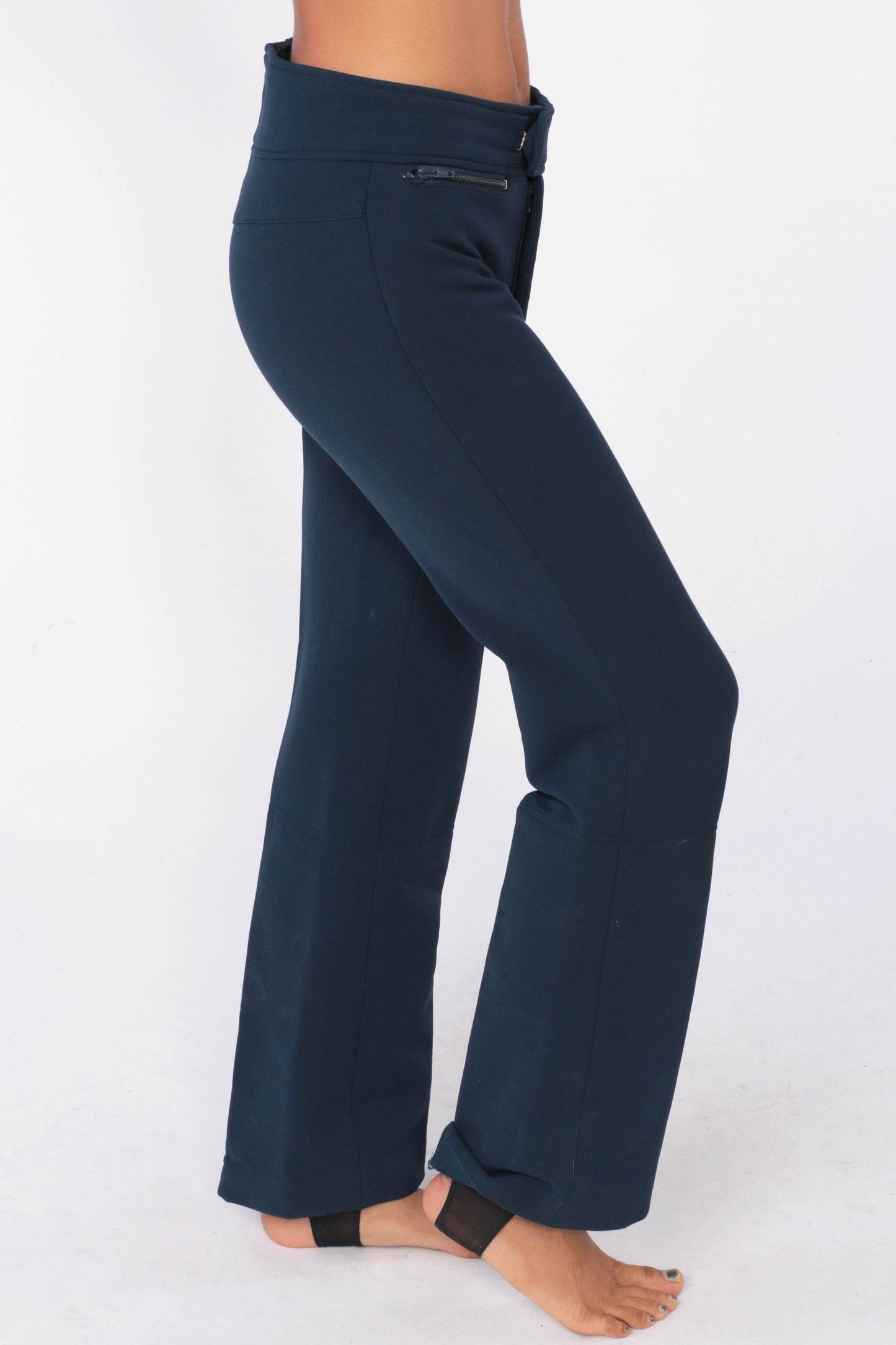 70s Navy Wool Ski Pants Stirrup Snowsuit Small