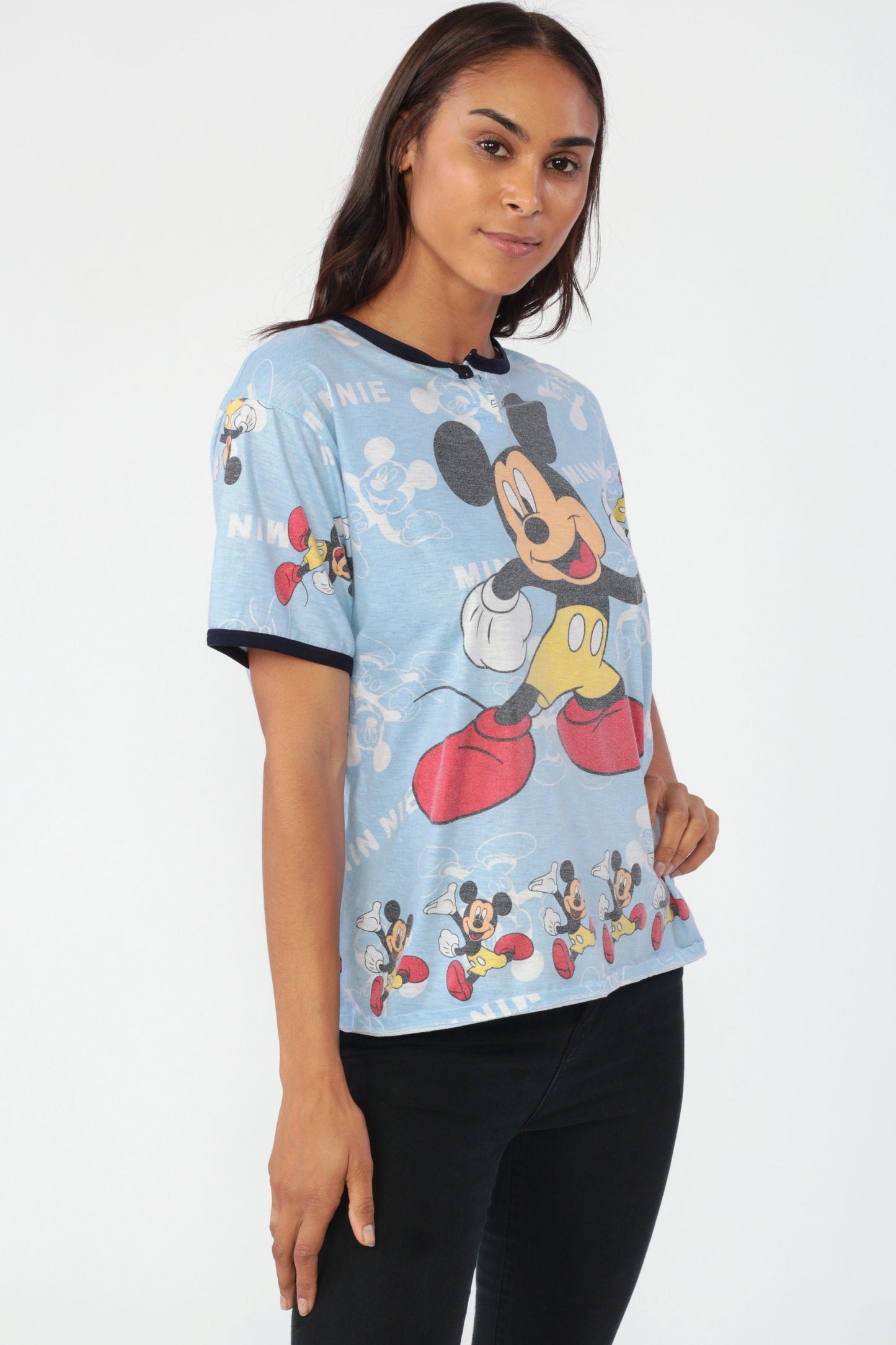 90s Mickey Mouse Disney Ringer T-Shirt Graphic Tee Small