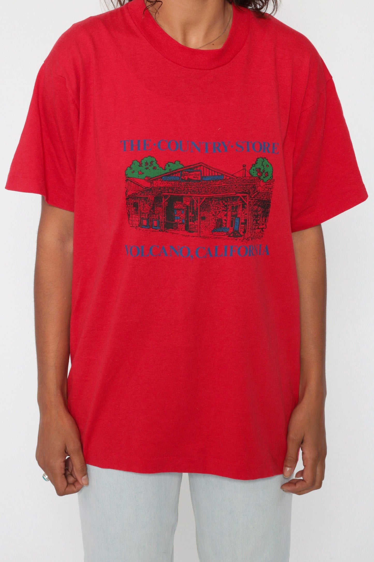 80s Volcano California Country Store Graphic Tee Screen Stars Red Medium