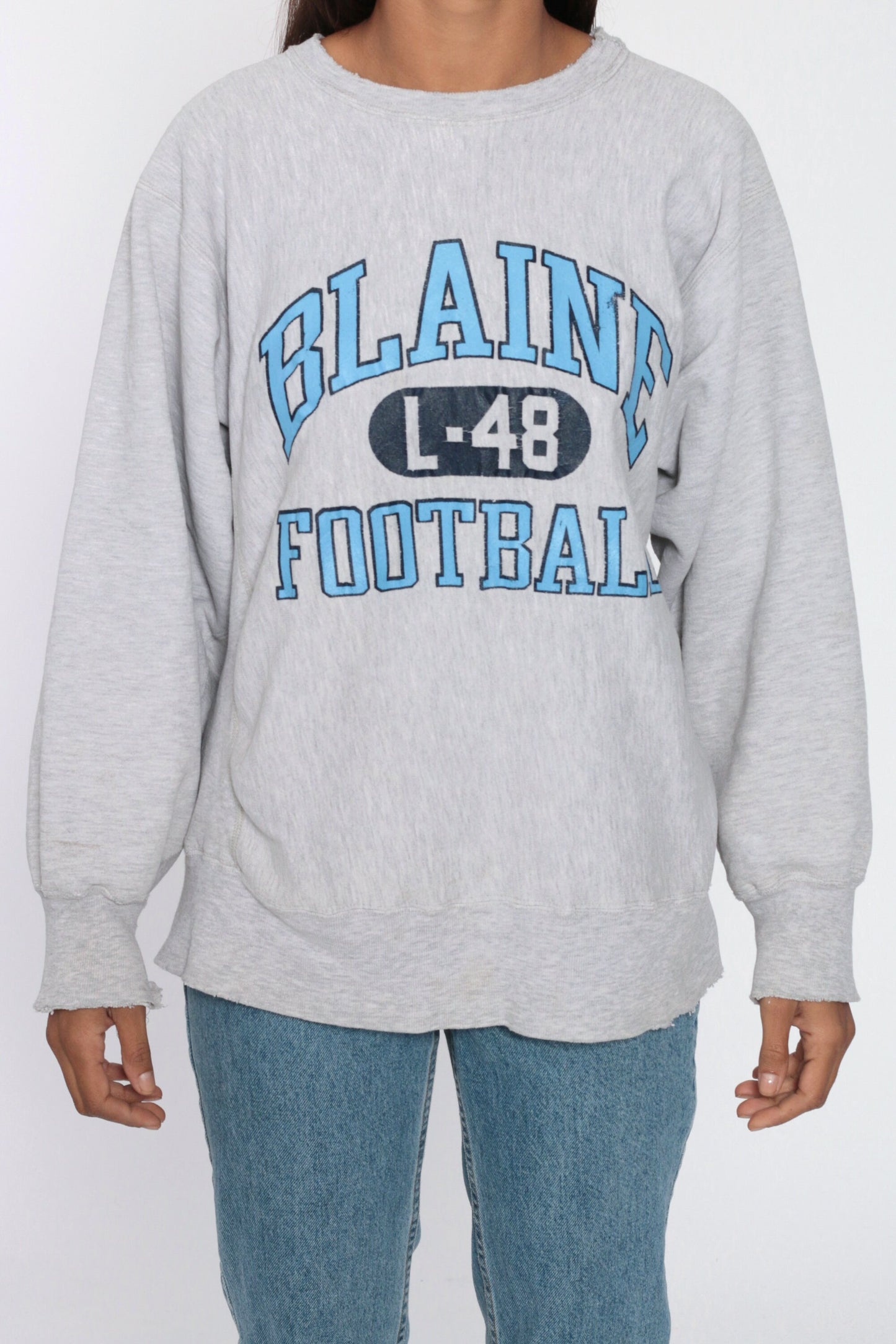 90s Champion Blaine Football Minnesota Reverse Weave Sweatshirt Grey Medium
