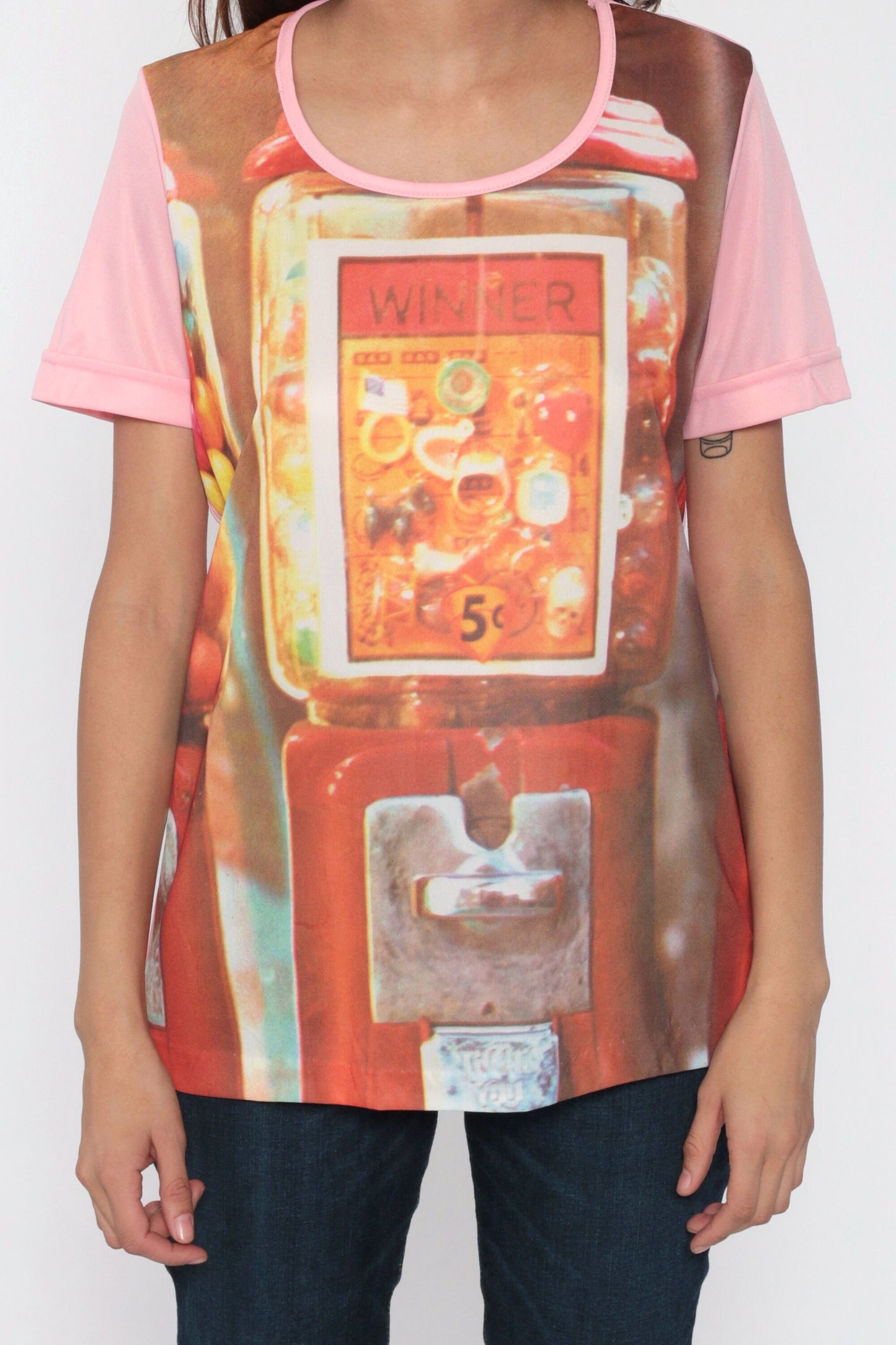 1980s Gumball Machine Graphic T-Shirt Baby Pink Medium Large