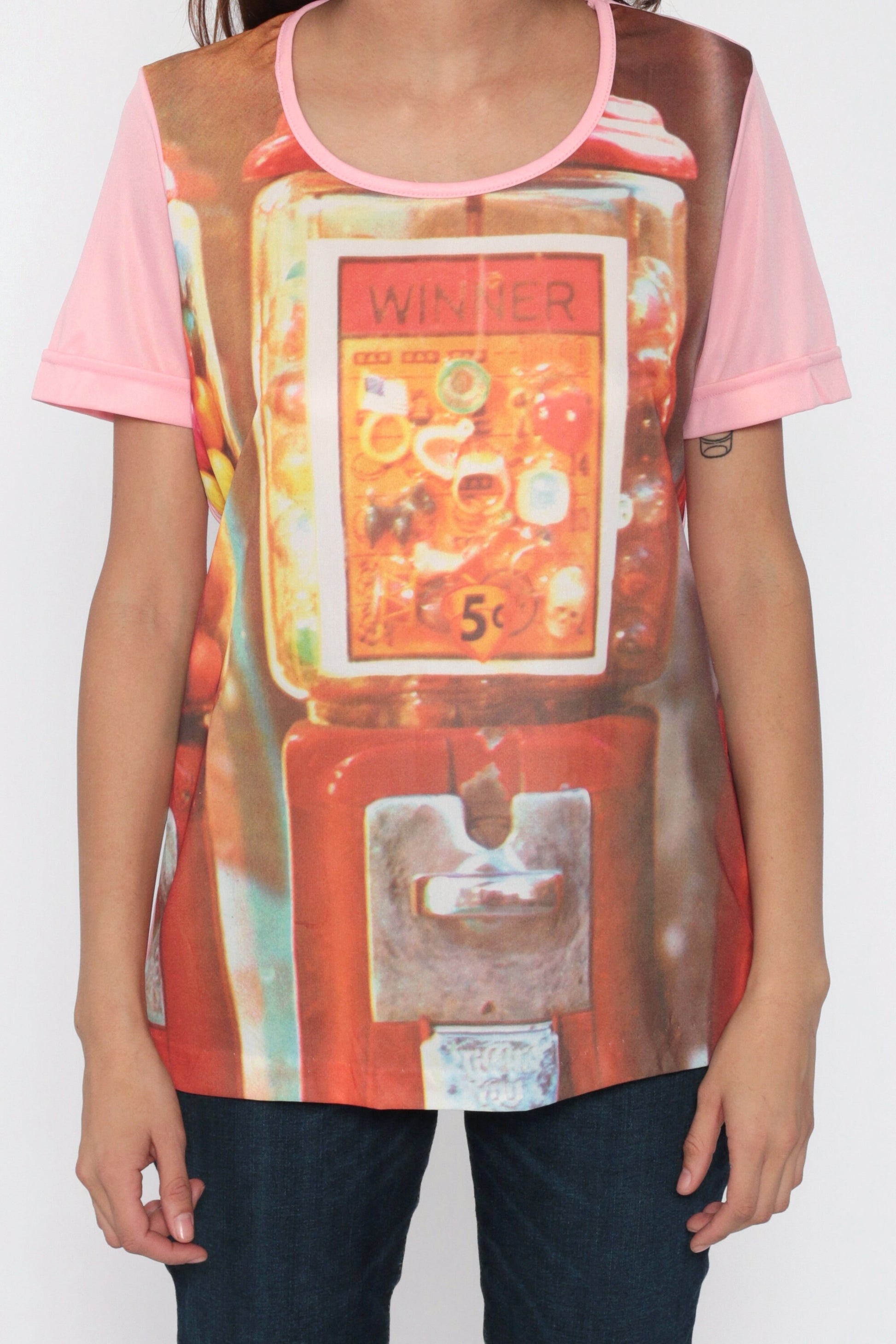 1980s Gumball Machine Graphic T-Shirt Baby Pink Medium Large
