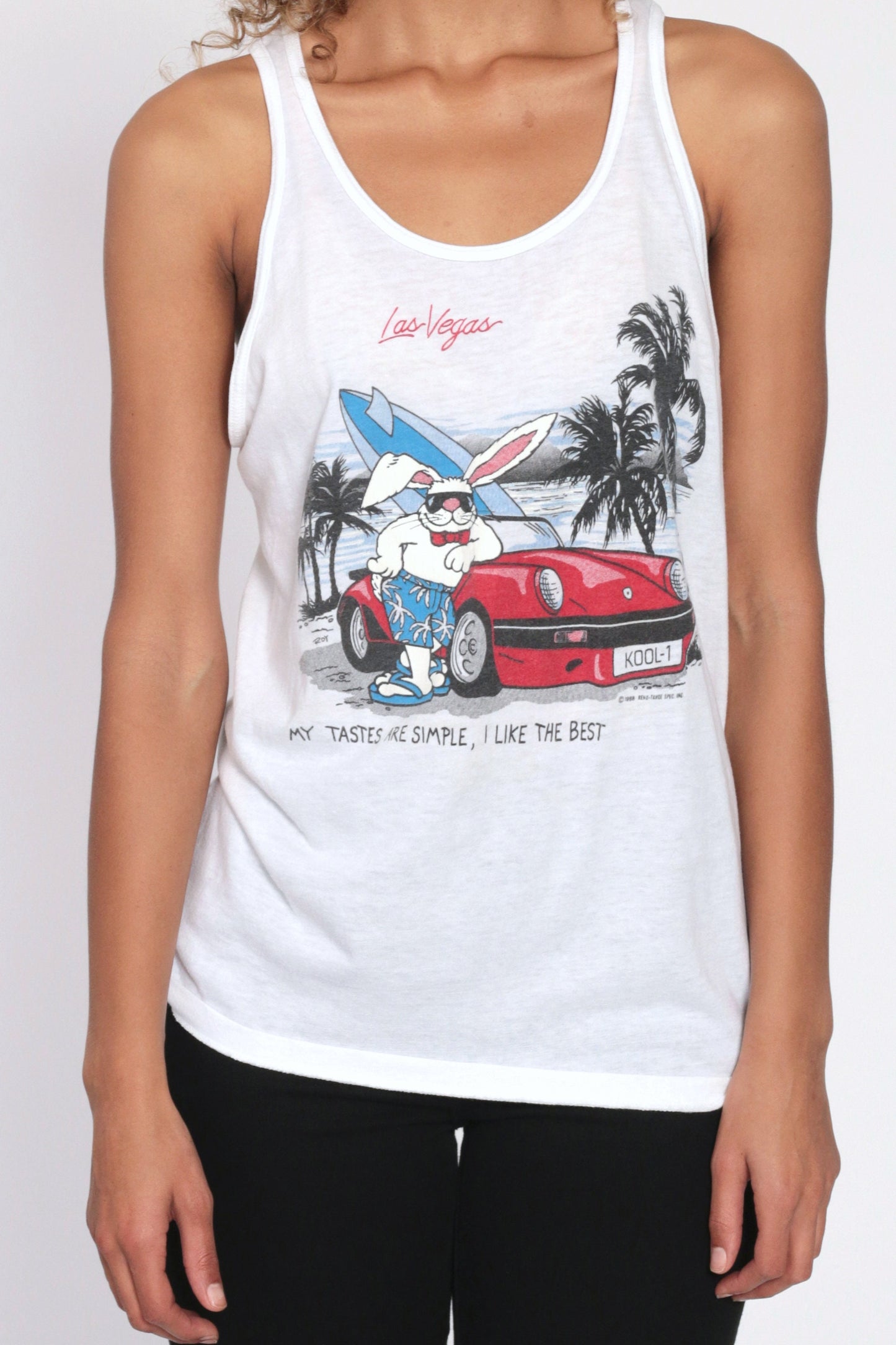 80s Las Vegas Bunny Tank Top "I Like The Best" Graphic Tee Small Medium