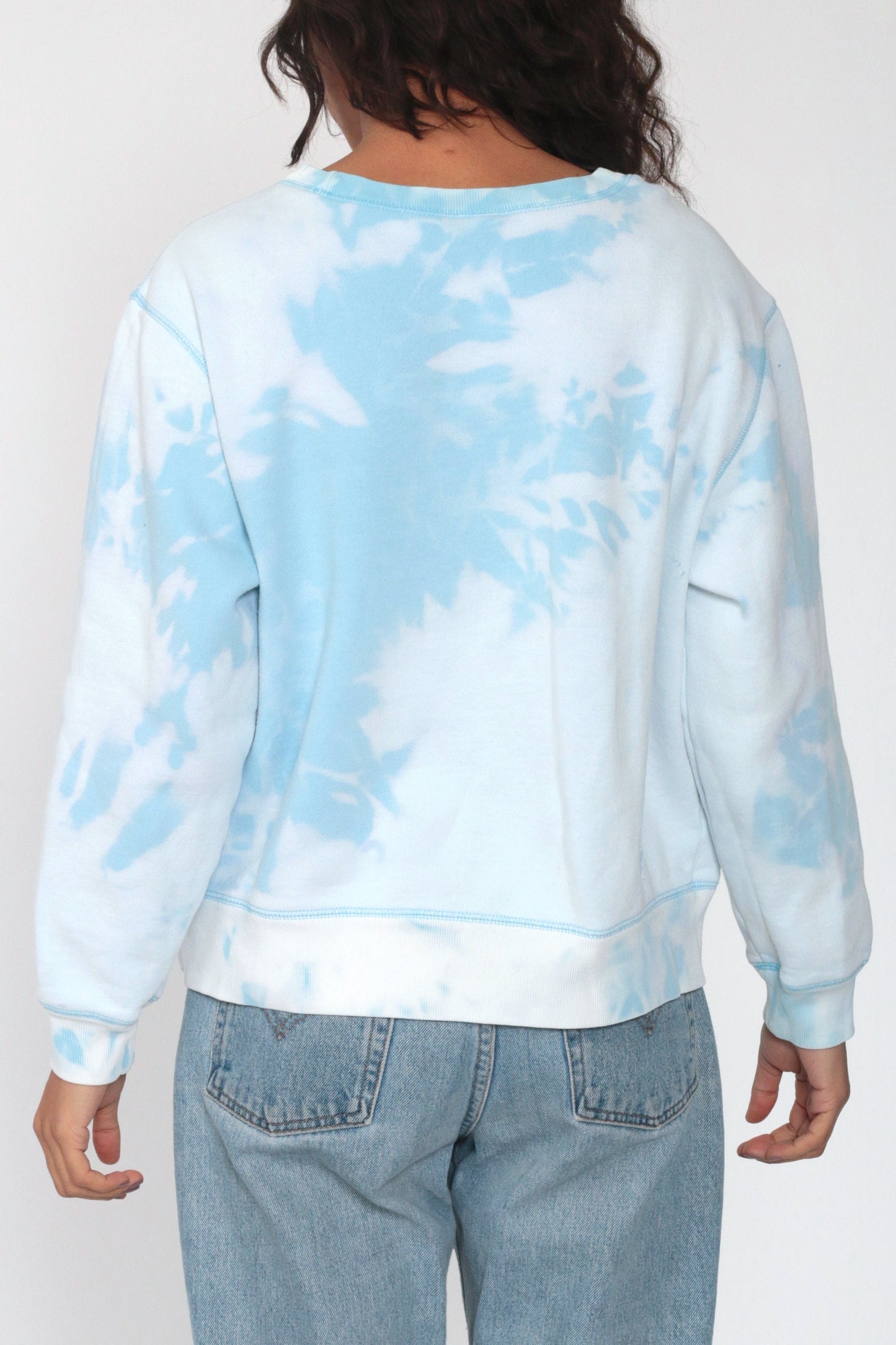 90s Nautica Tie Dye Crewneck Sweatshirt Blue White Extra Large XL