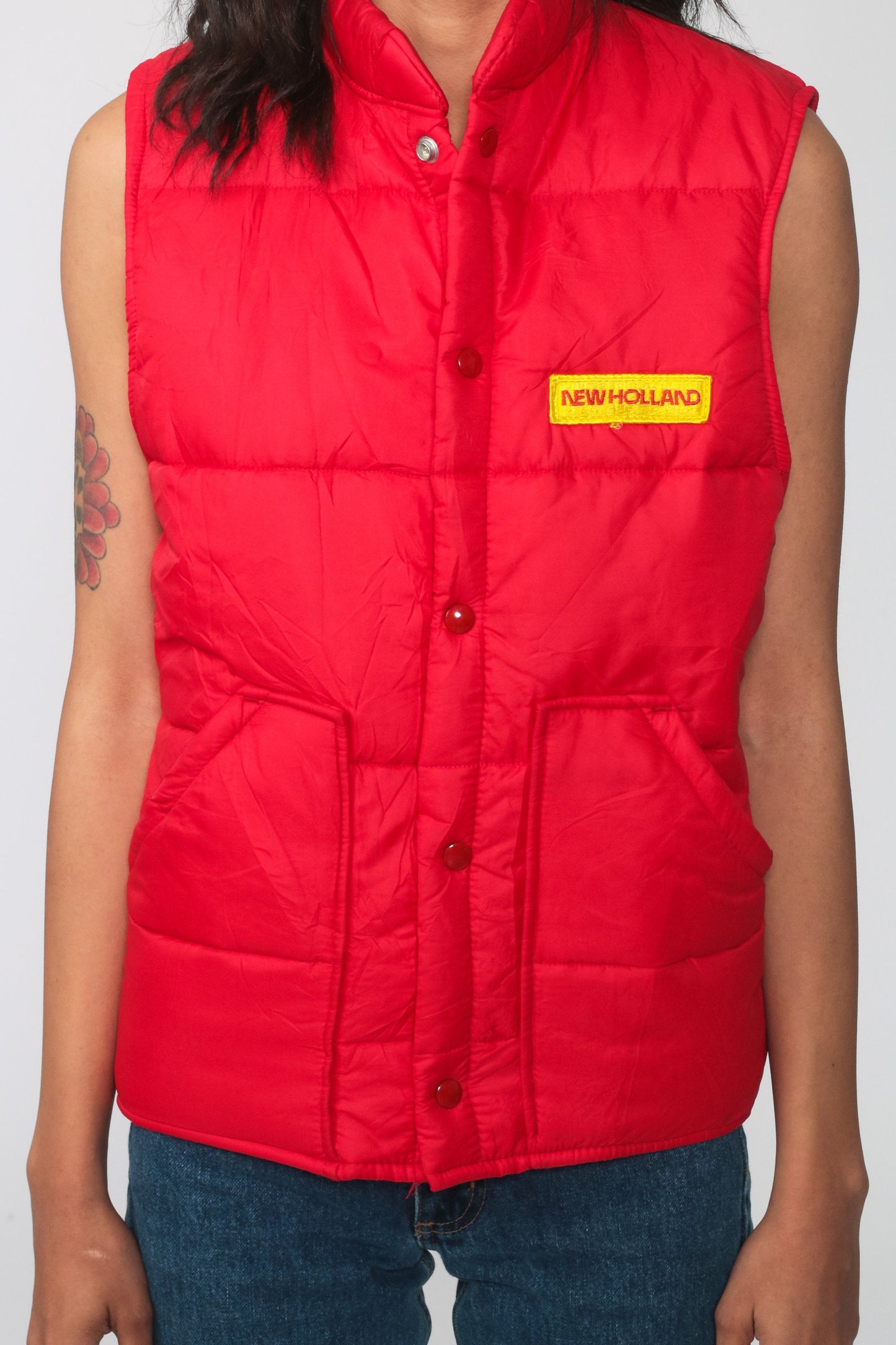 70s Weathercaster Red Puffer Ski Vest Sleeveless Jacket Small