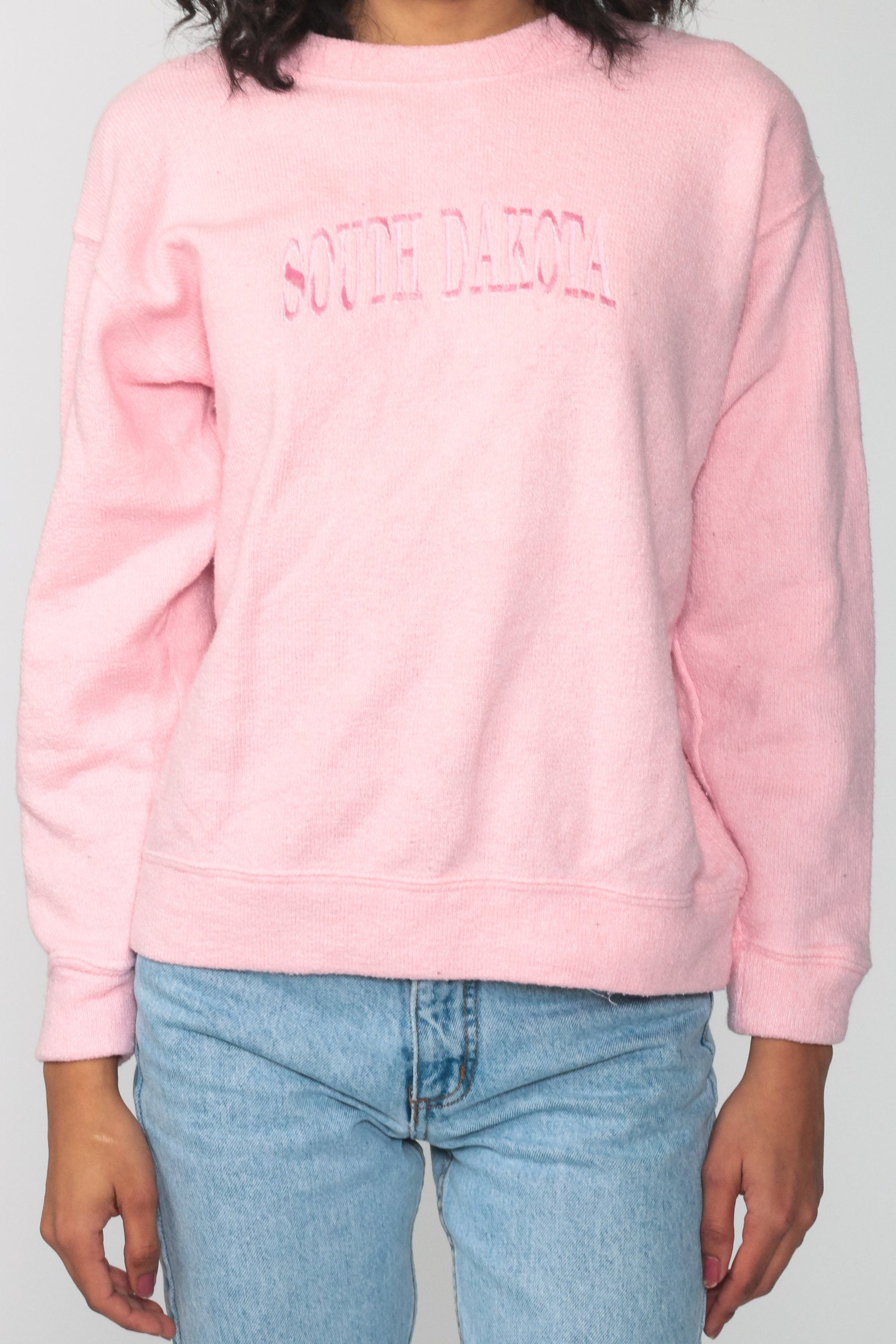 South Dakota Graphic Sweatshirt Pink Crewneck Vintage Small