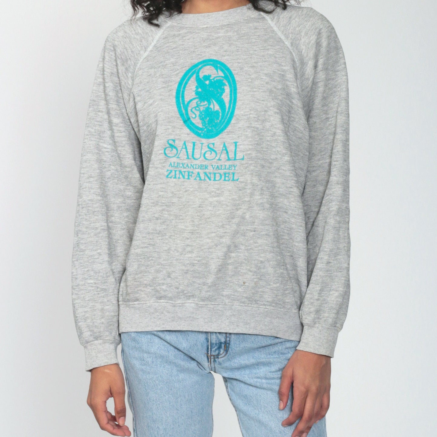 80s Sausal Zinfandel Alexander Valley Wine Graphic Raglan Sweatshirt Unisex
