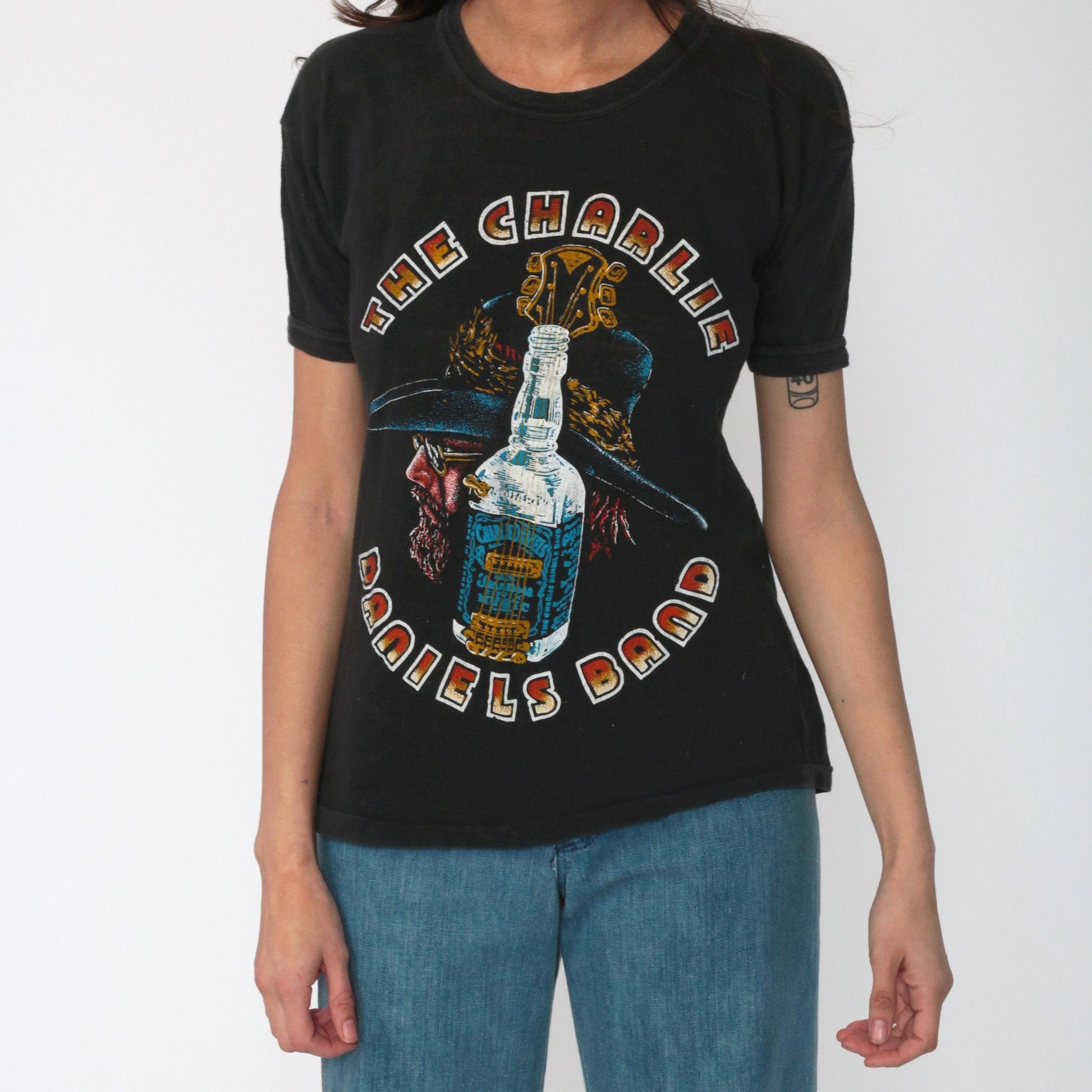 Charlie Daniels Band 70s Concert Tee Black Single Stitch Small