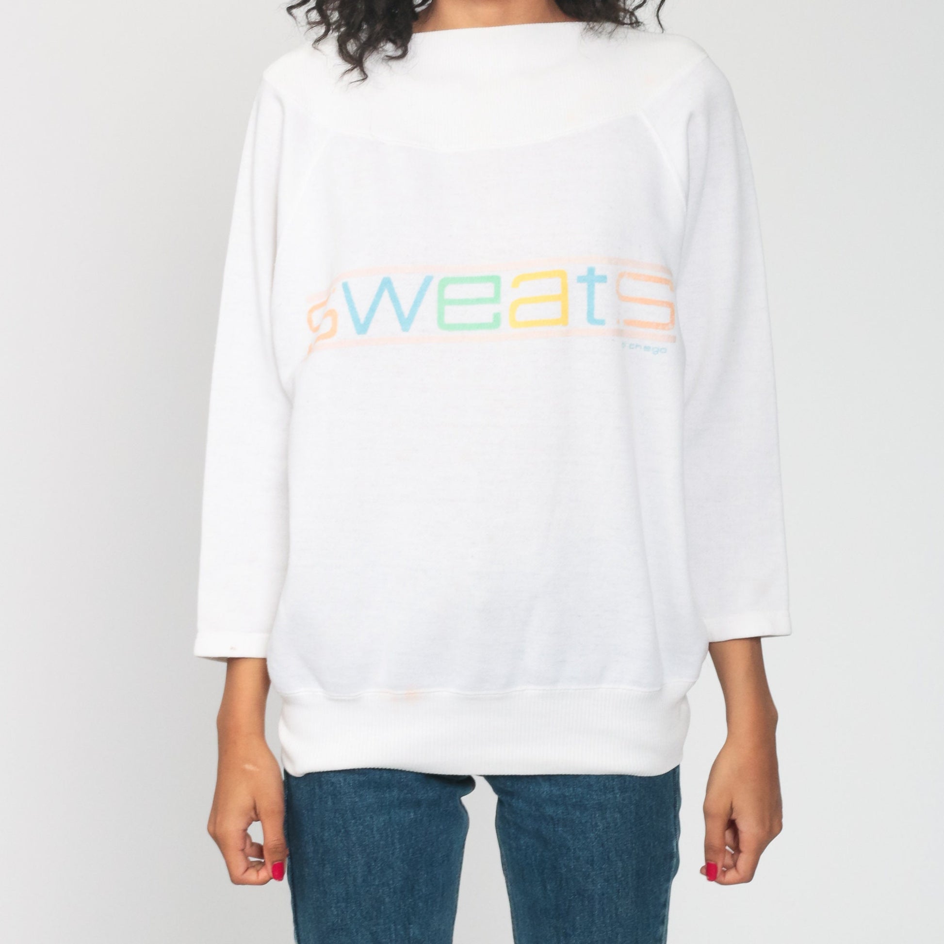 80s Sweats Slogan Graphic Sweatshirt Neon Crewneck Medium