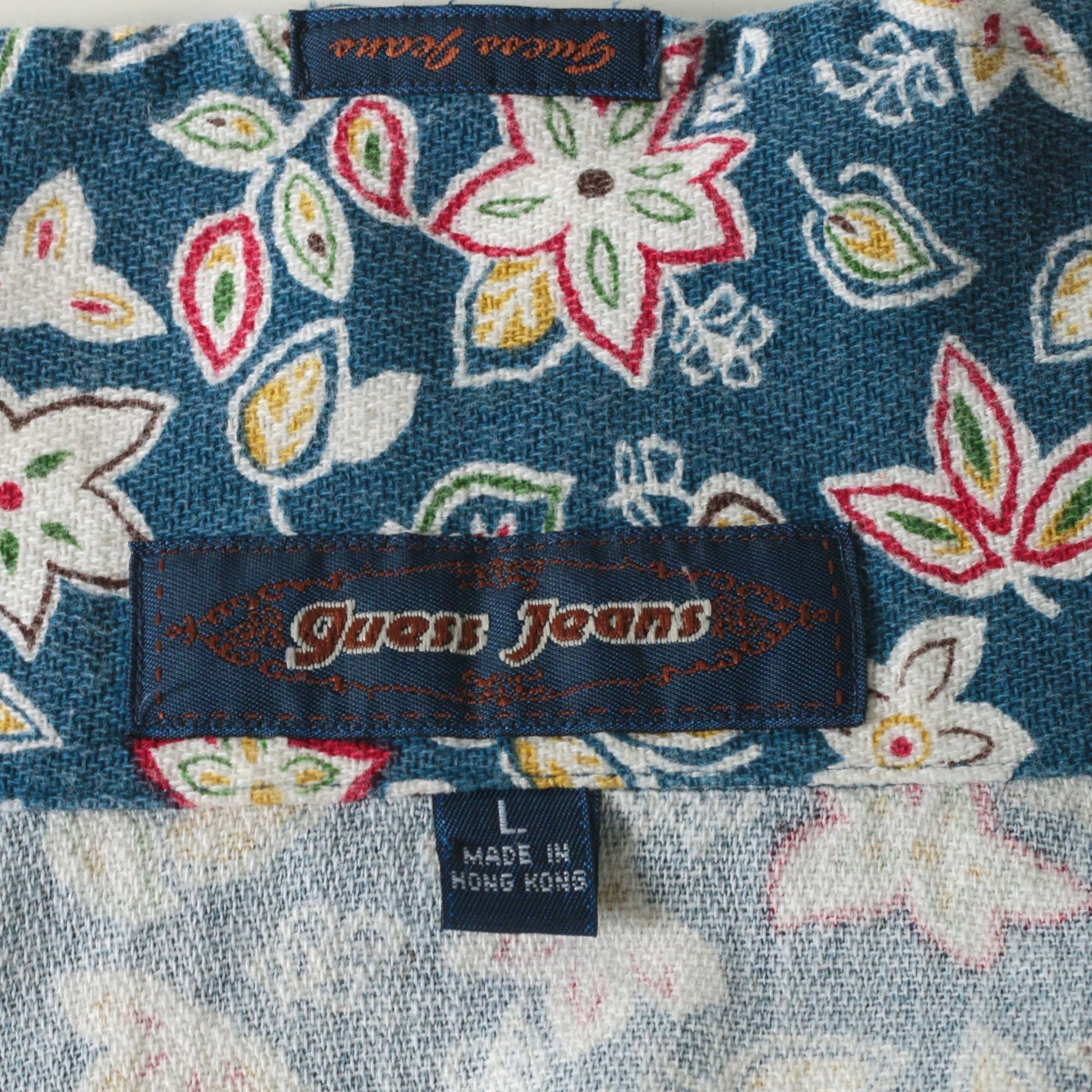 Guess 90s Floral Button-Up Blouse Blue Long Sleeve Medium