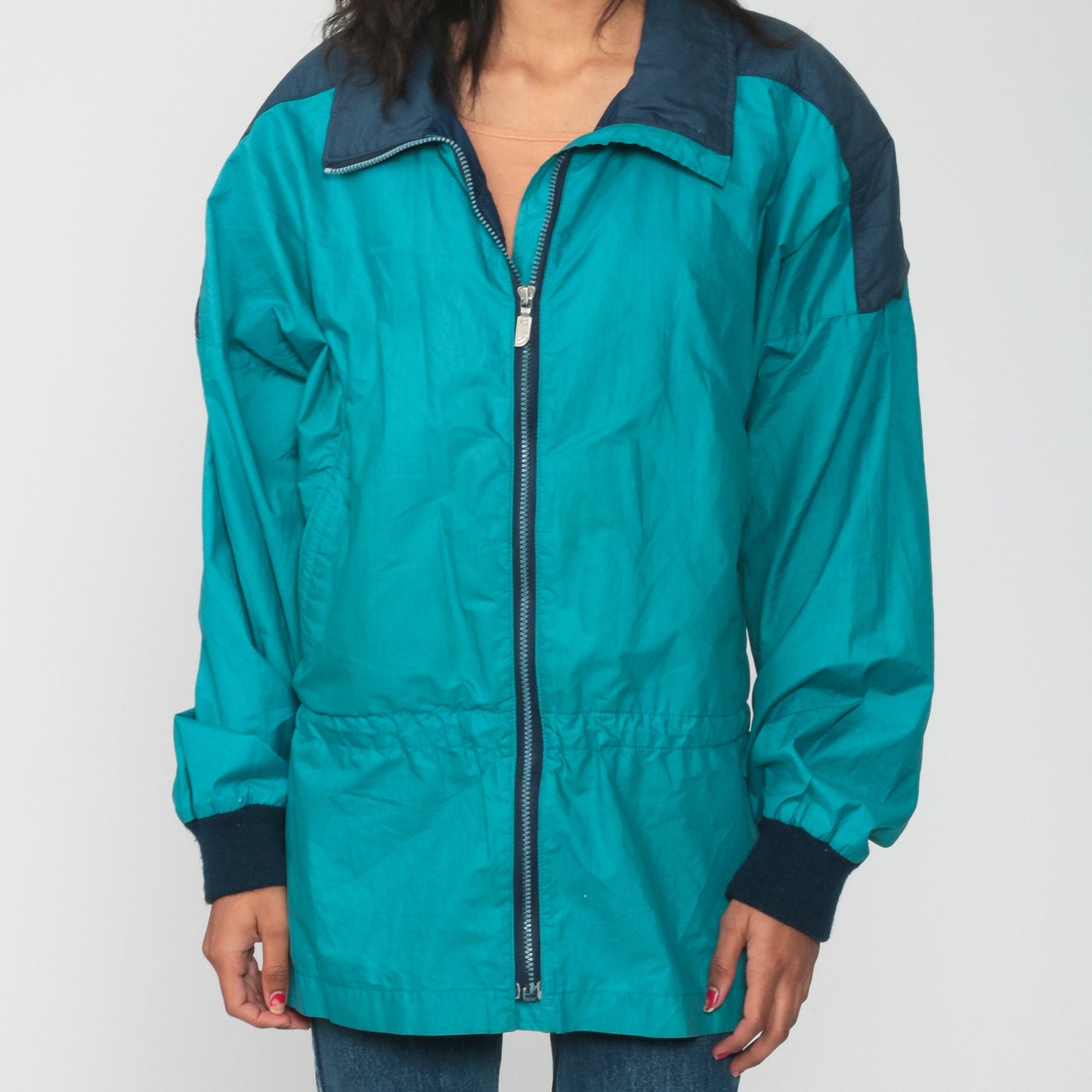 90s The North Face Windbreaker Turquoise Blue Nylon Jacket Large