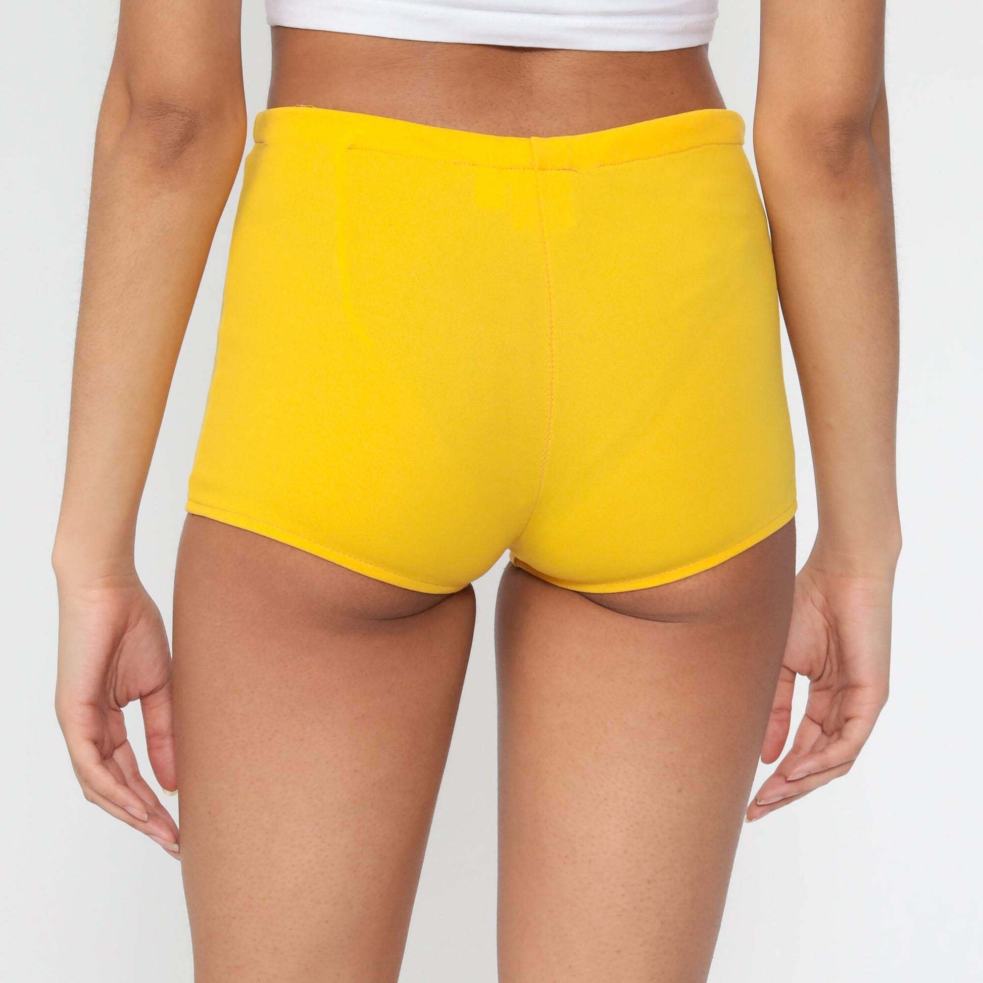 70s Yosemite California Patch High-Rise Shorts Yellow Extra Small