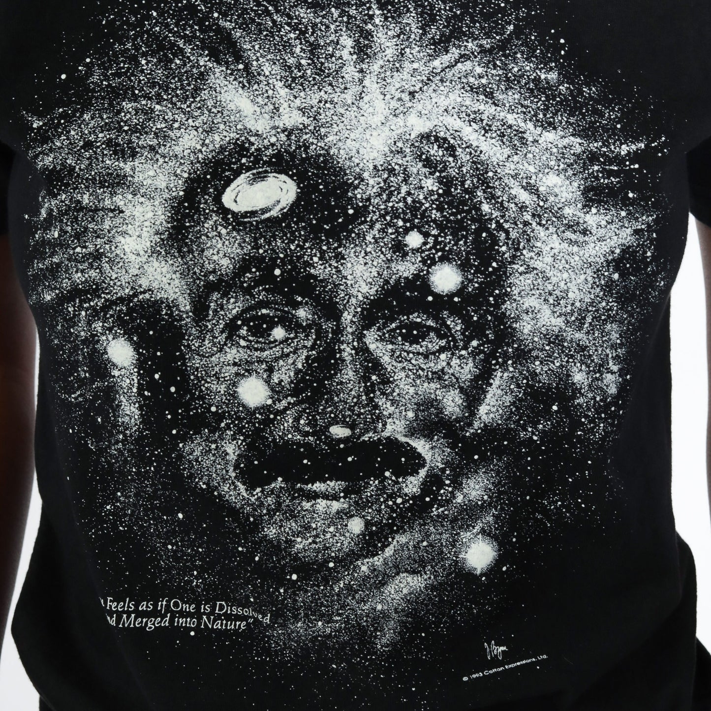 90s Albert Einstein Glow in the Dark Galaxy T-Shirt Black Small