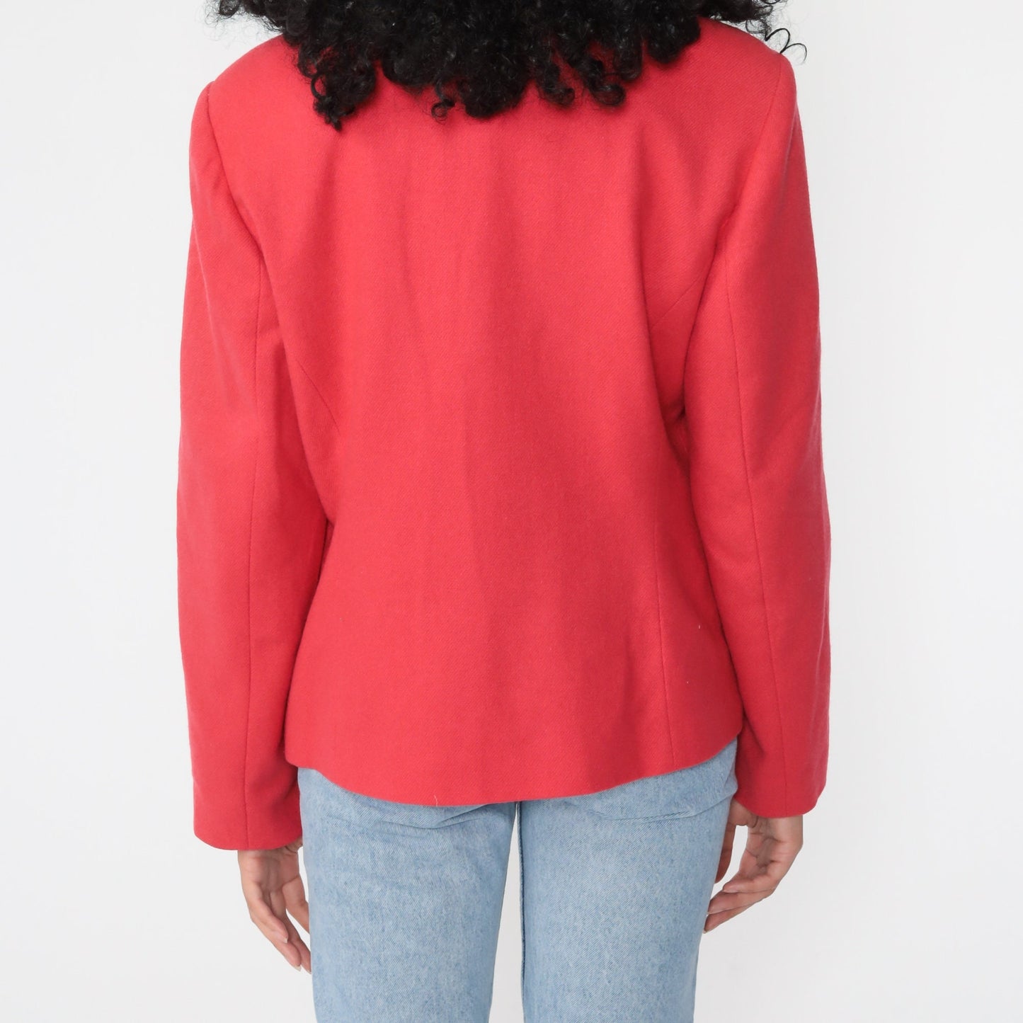 80s Red Wool Blazer Tailored Jacket Medium