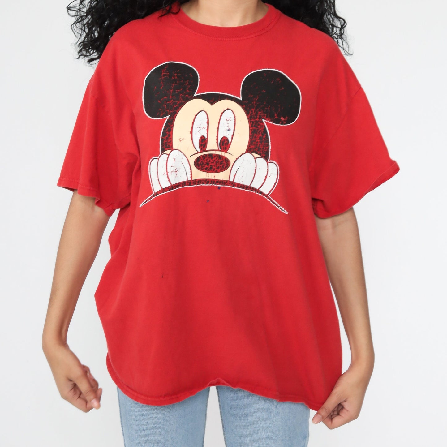 80s Mickey Mouse Walt Disney Graphic T-Shirt Red Medium Large
