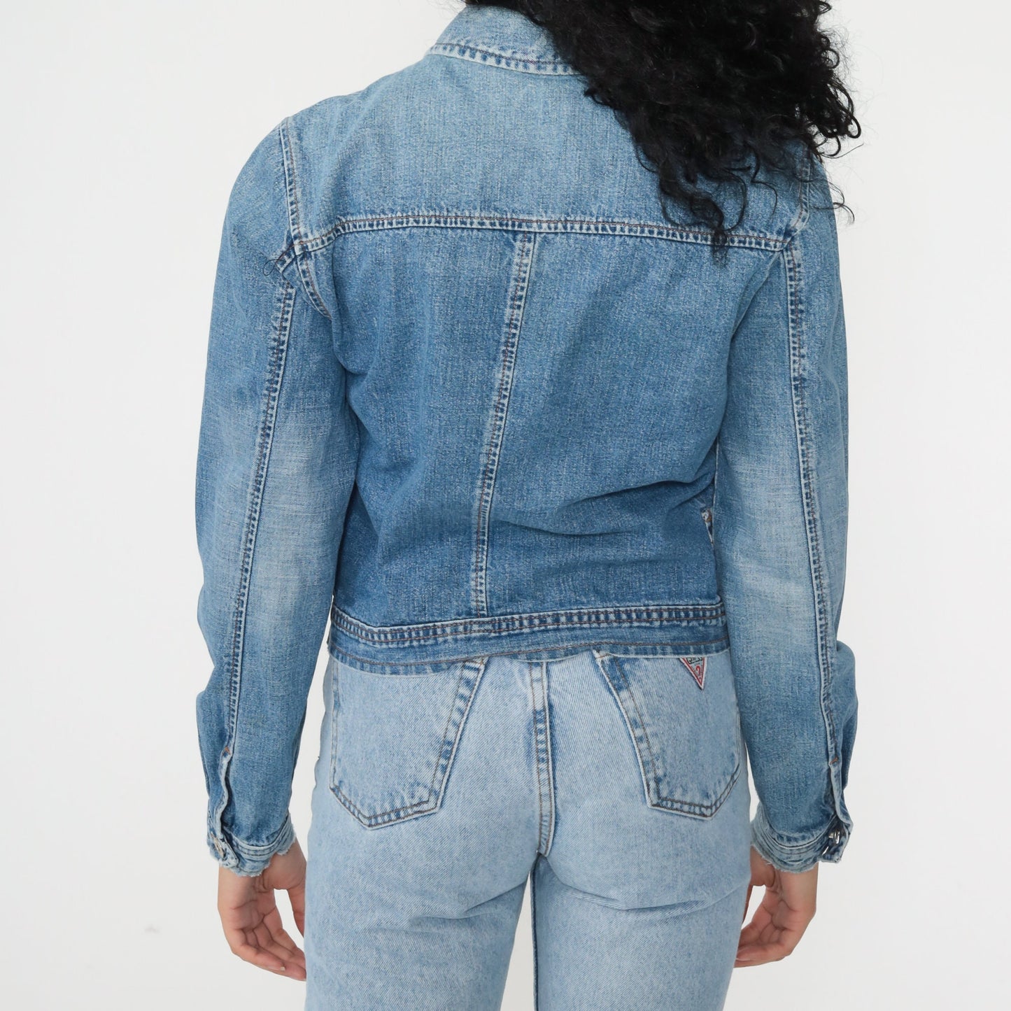 90s Guess Denim Jacket Blue Button-Up Trucker Small S