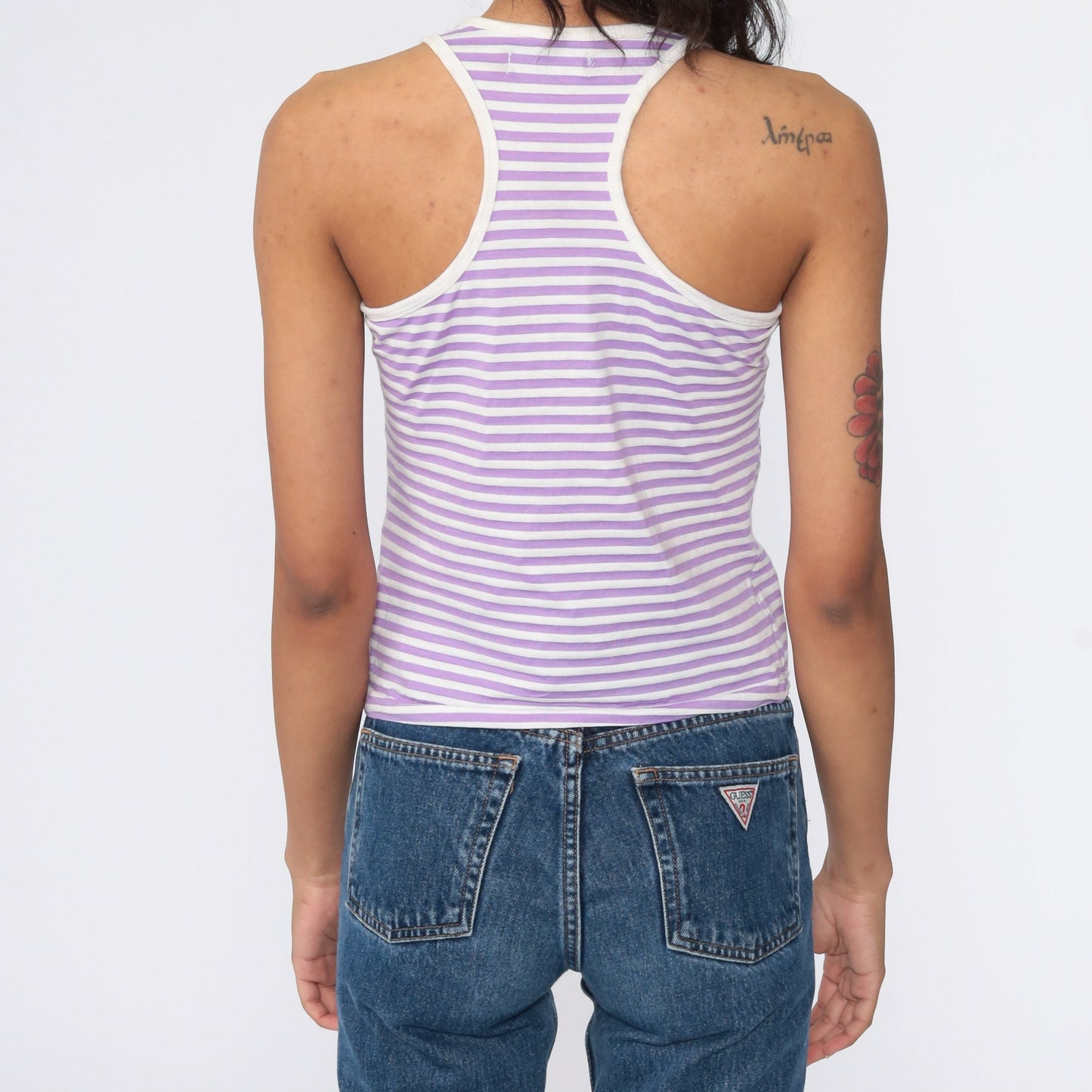 Y2K Lavender Striped Racerback Tank Top 00s Sleeveless Small S