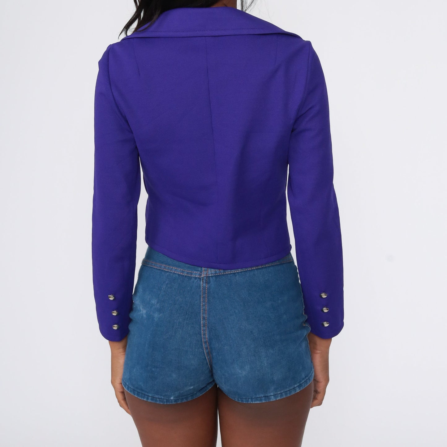 60s Butte Knit Cropped Jacket Purple Button Up Extra Small