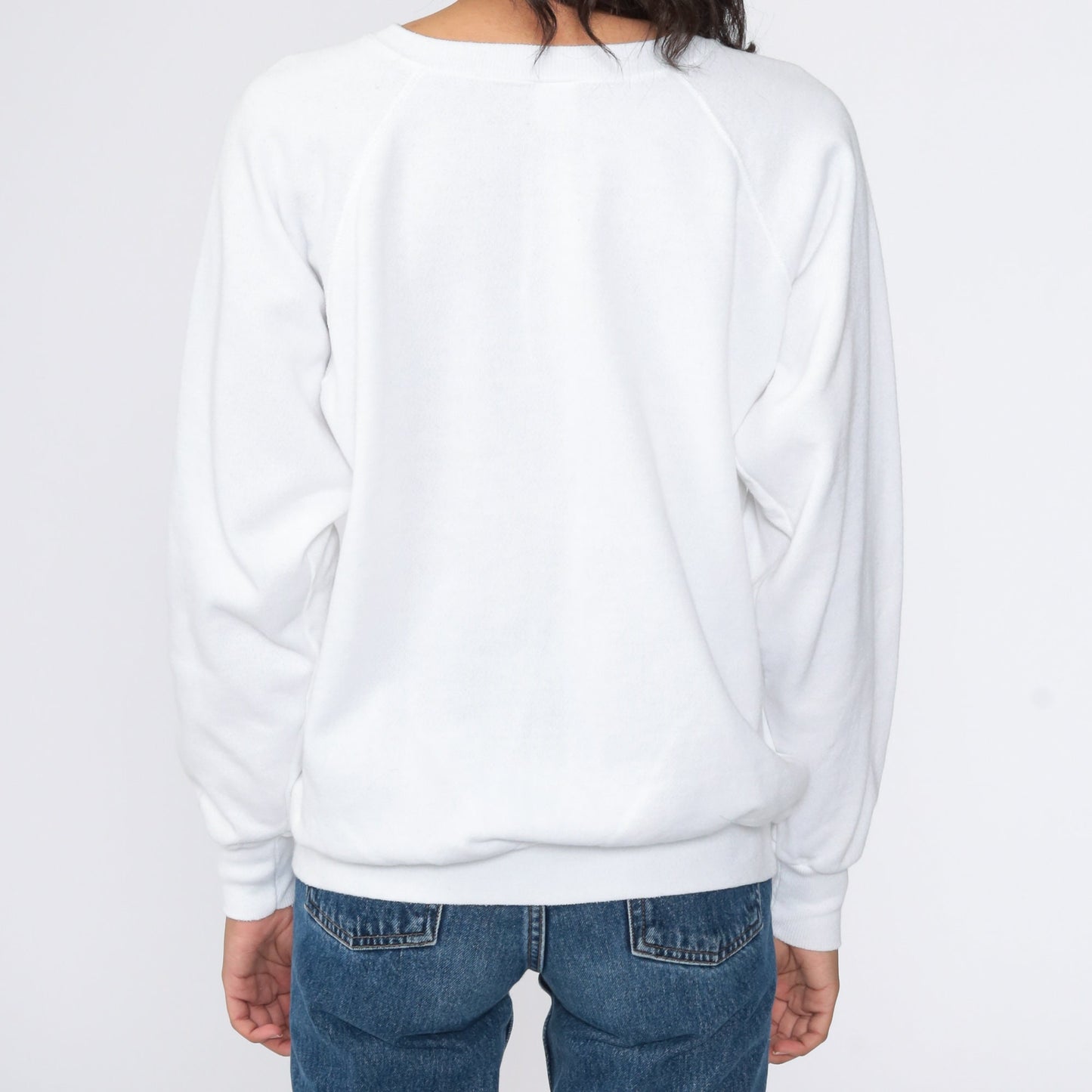 90s Teddy Bear Ski Graphic Sweatshirt White Crewneck Medium