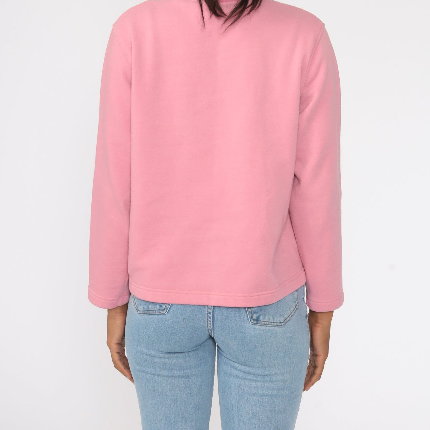 90s Pink Crewneck Sweatshirt Plain Cotton Pullover Medium