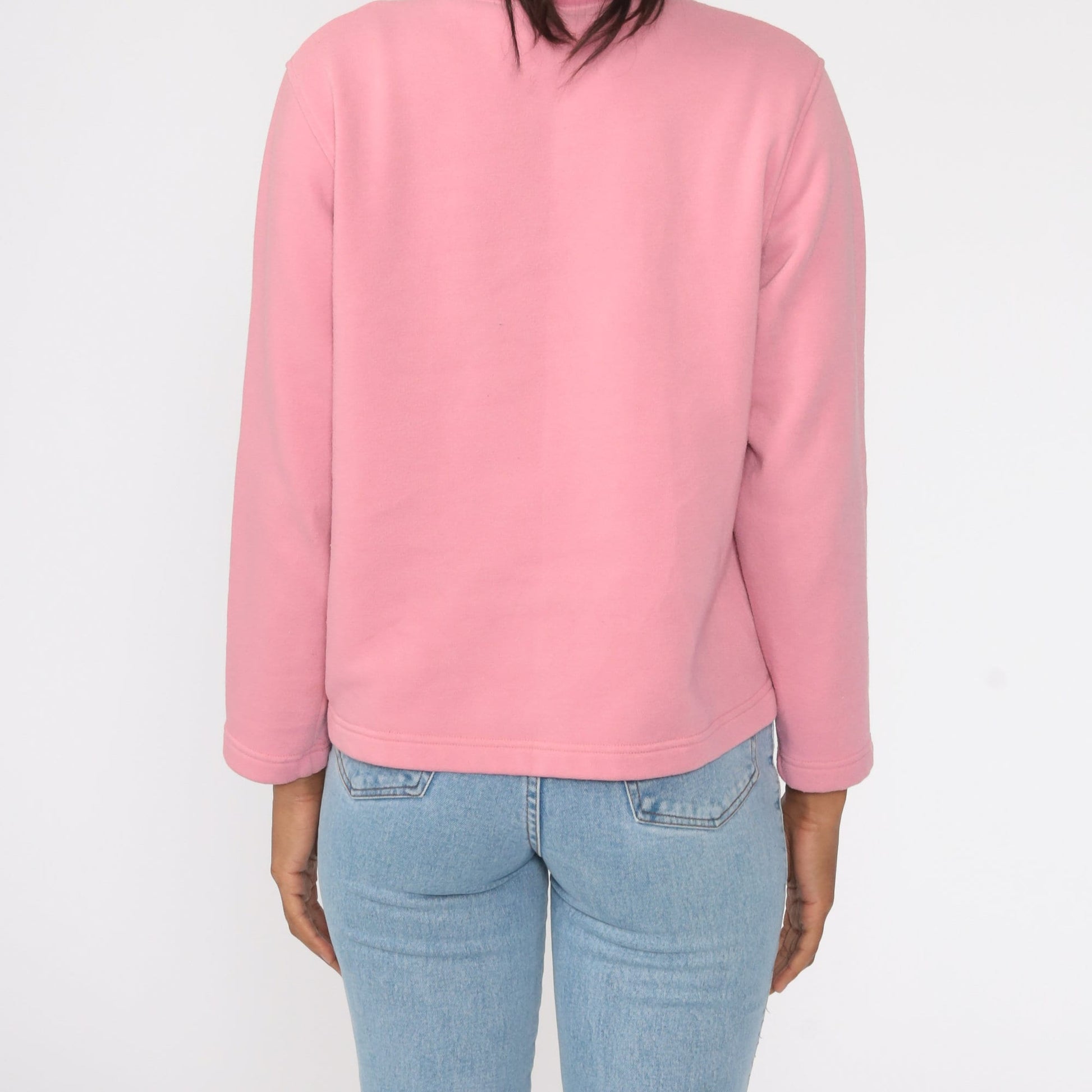 90s Pink Crewneck Sweatshirt Plain Cotton Pullover Medium