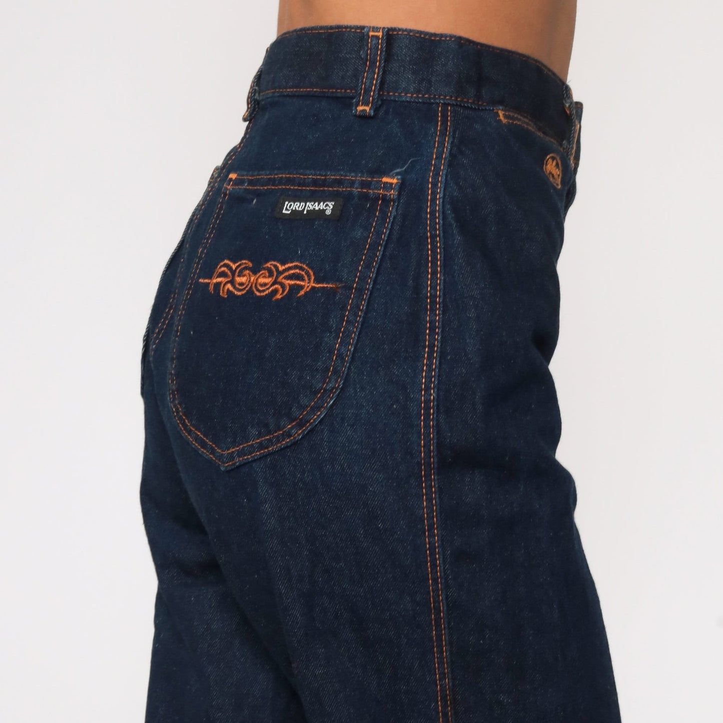 70s High Waisted Straight Leg Cropped Jeans Blue Denim Extra Small