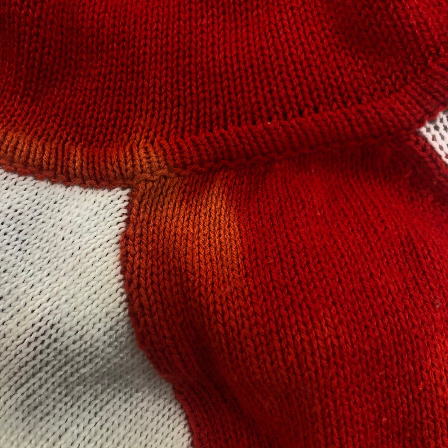 70s White Red Striped Hooded Sweater Knit Pullover Kangaroo Pocket Small