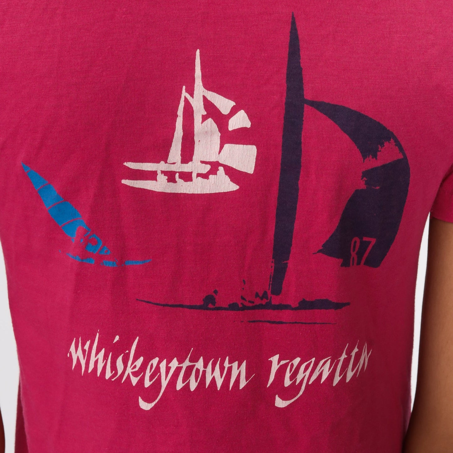 80s Whiskeytown Sailing Club Graphic Tee Hot Pink Sailboat Extra Small