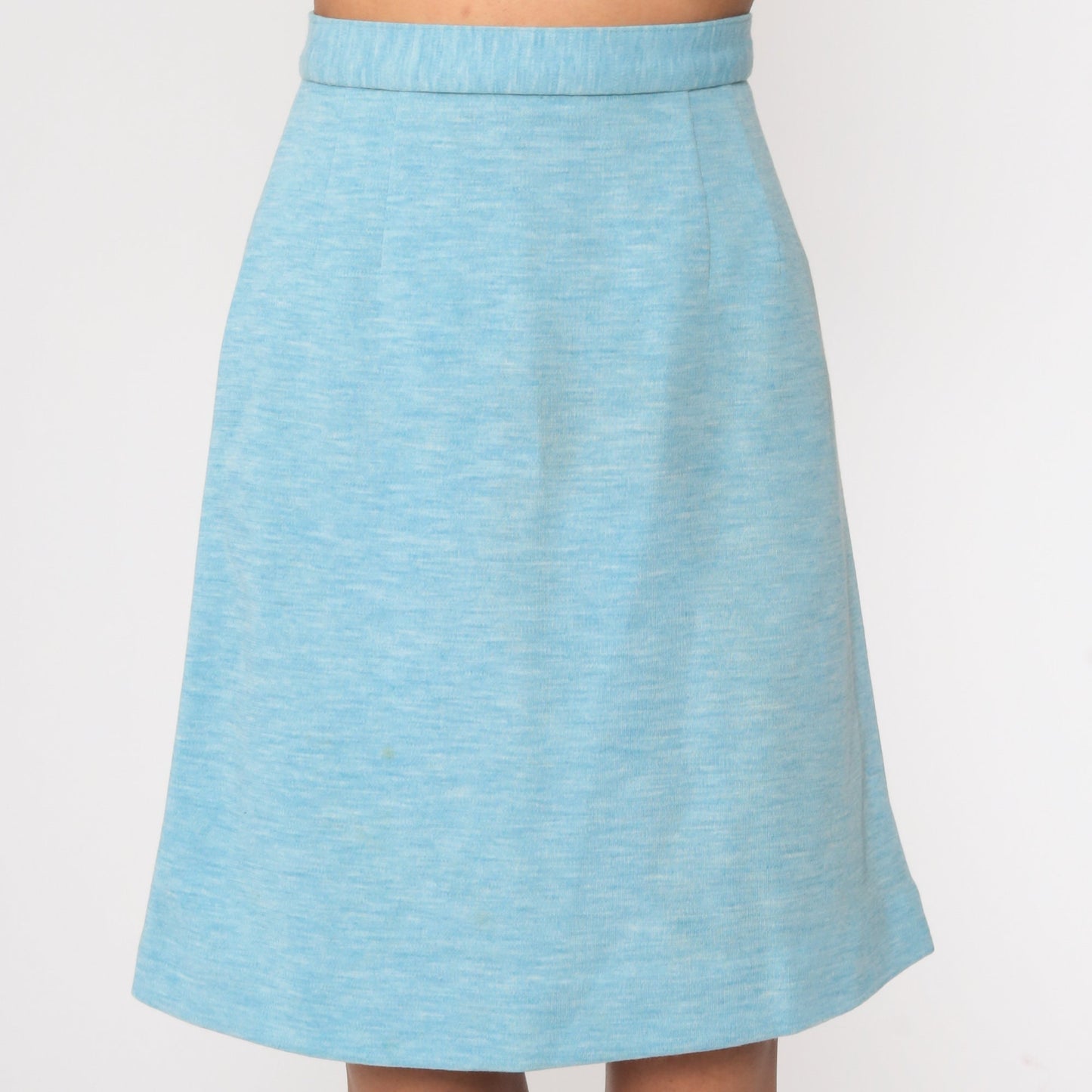70s Heather Blue A-Line Mini Skirt High Waisted Rear Zip Extra Small