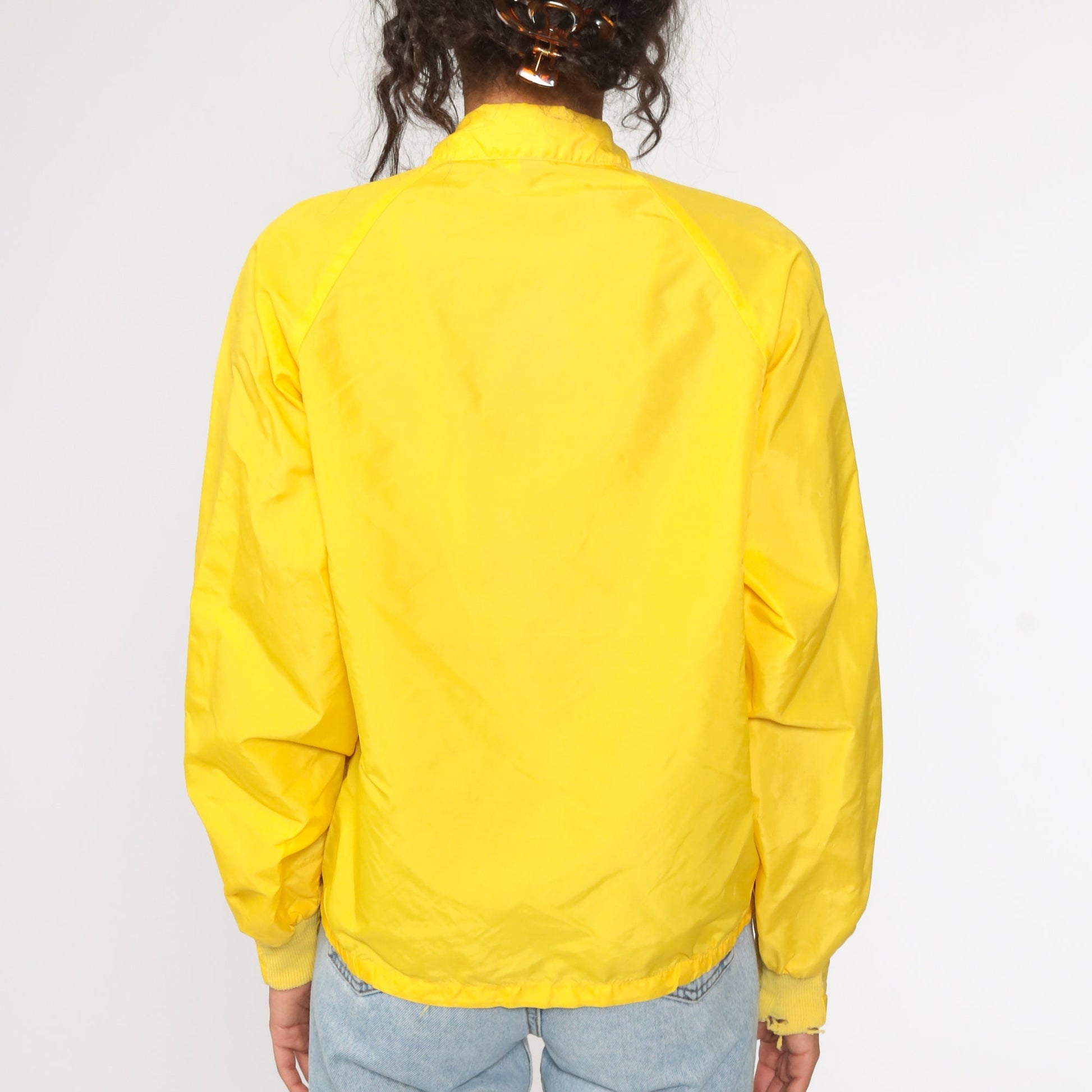 70s Delta Tires Windbreaker Jacket Yellow Raglan Zip-Up Medium