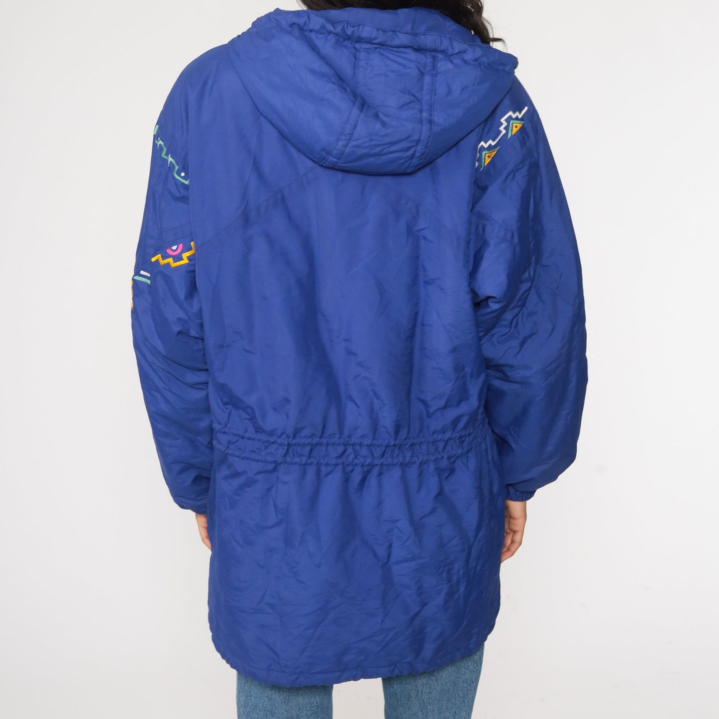 90s Purple Ski Jacket Southwestern Hooded Puffer Coat Large