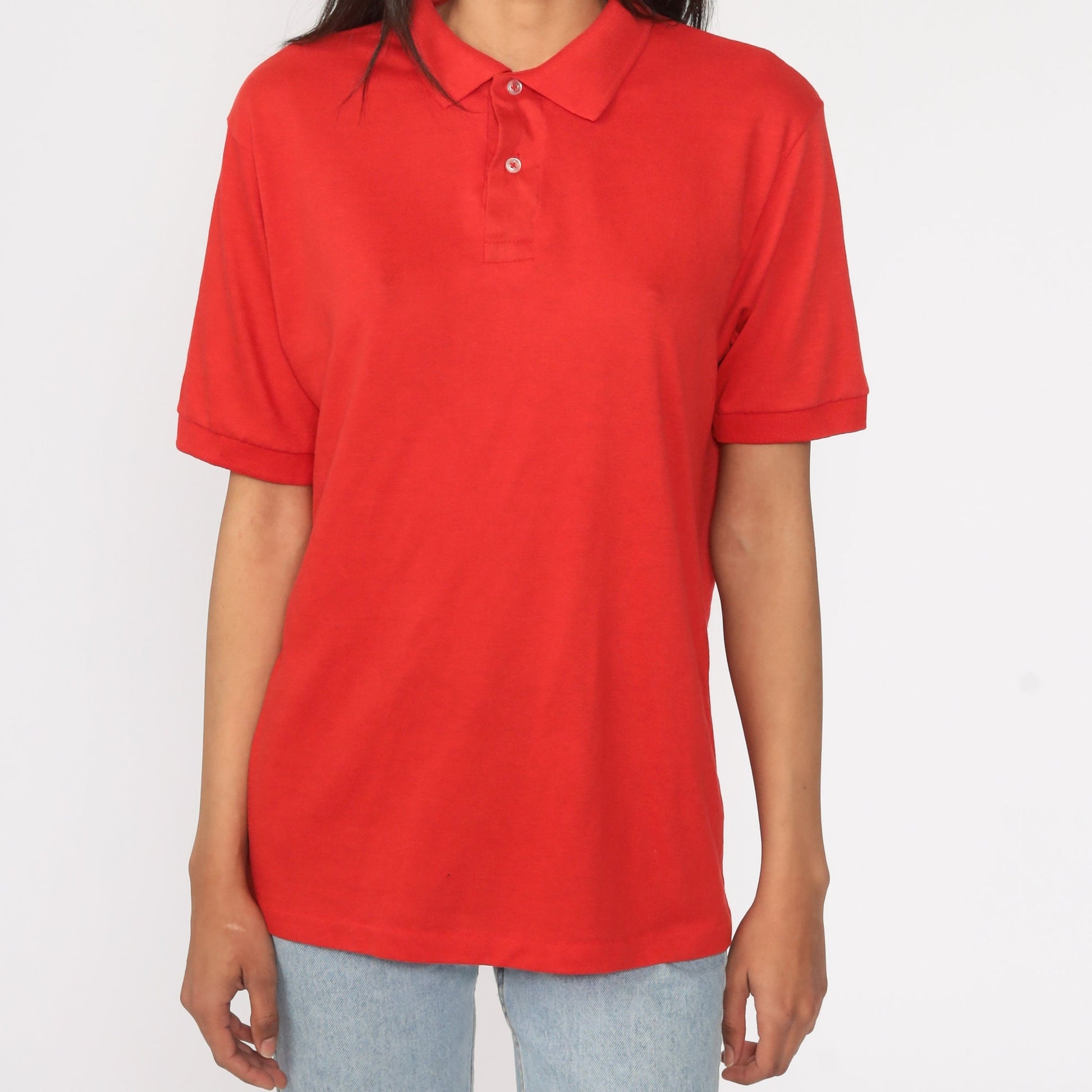 80s The Grand Ram Hot Air Balloon Polo Shirt Red Graphic Button-Up Medium