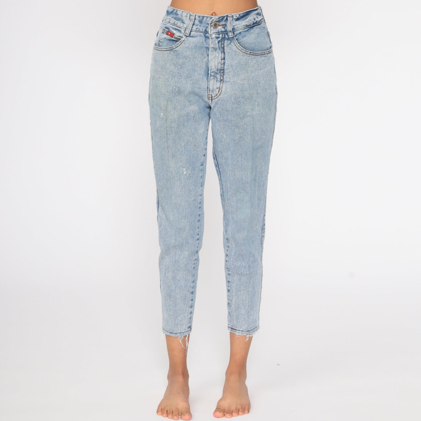 80s Acid Wash High Waist Mom Jeans Blue Denim Small 26