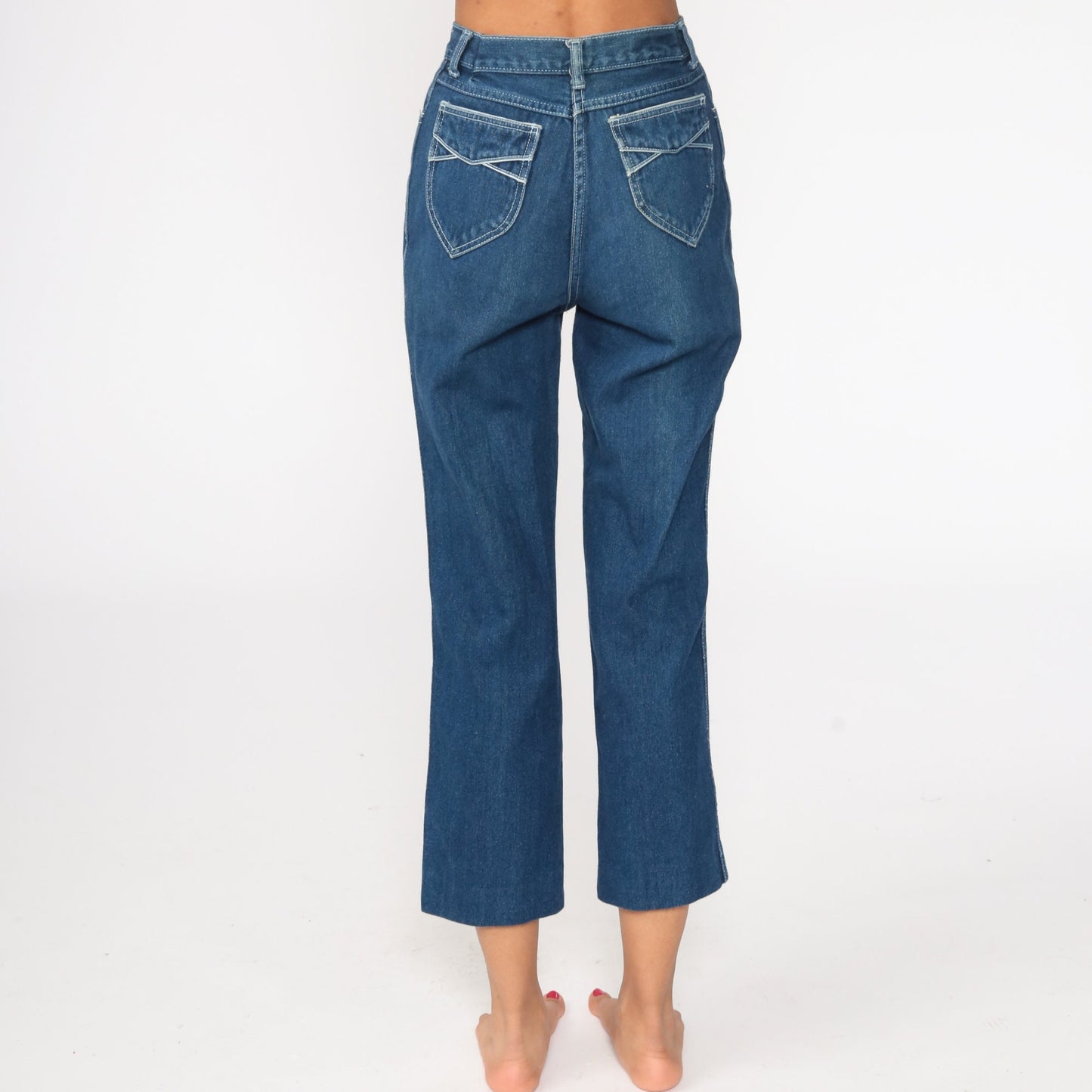80s Derrieres Dark Blue High Waist Bootcut Jeans Extra Small XS