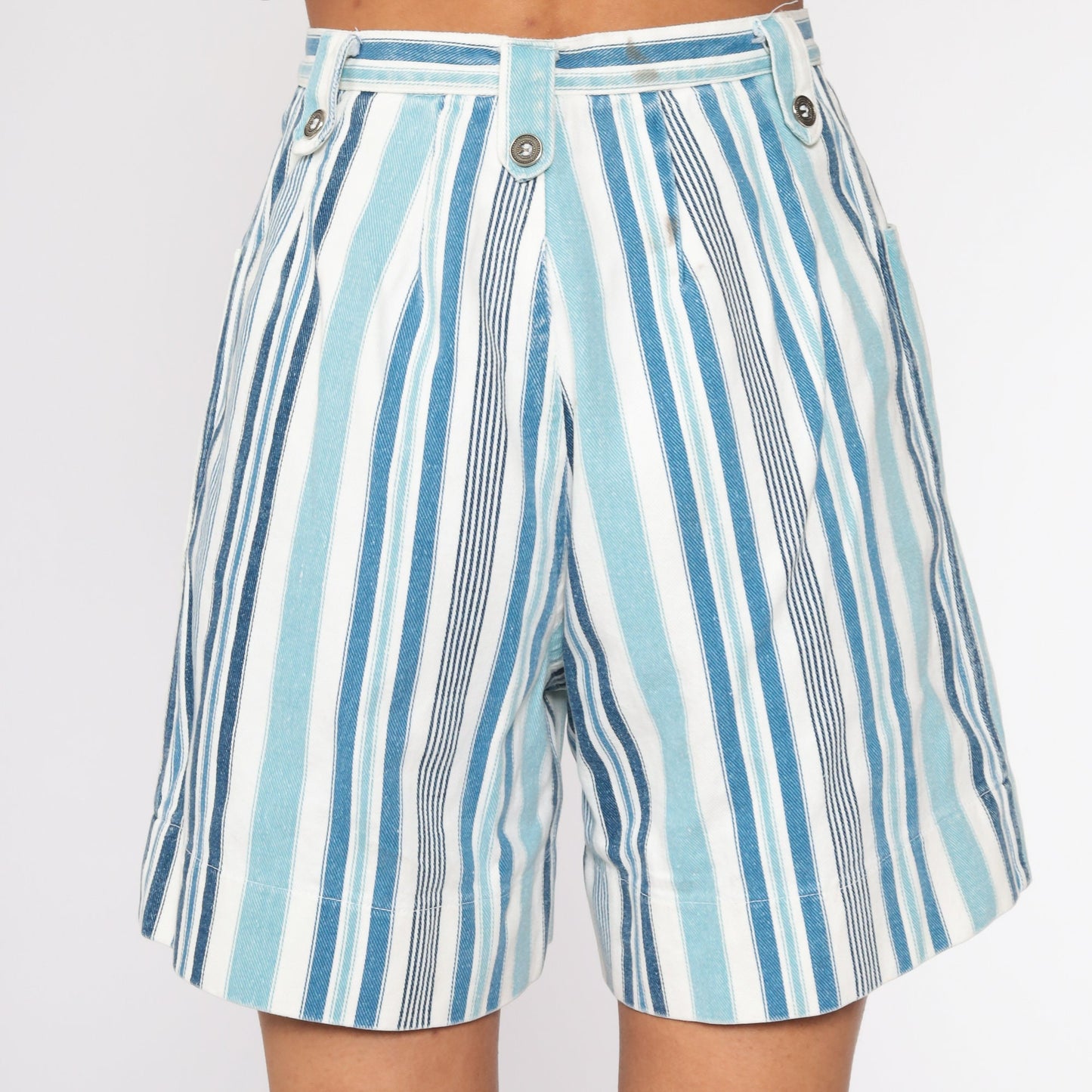 90s Striped Denim Shorts High Waisted Blue Jean Shorts Extra Small